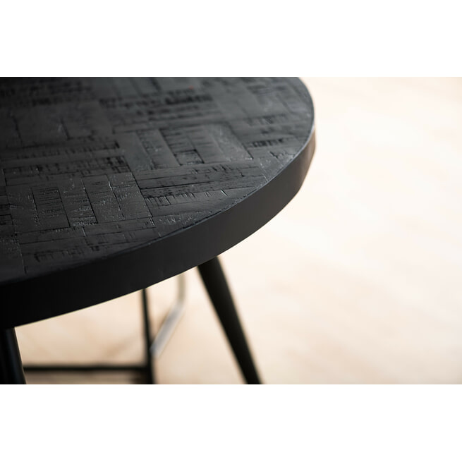 BASE Ronde Eettafel 'Leia' Teakhout, 120cm, kleur Zwart