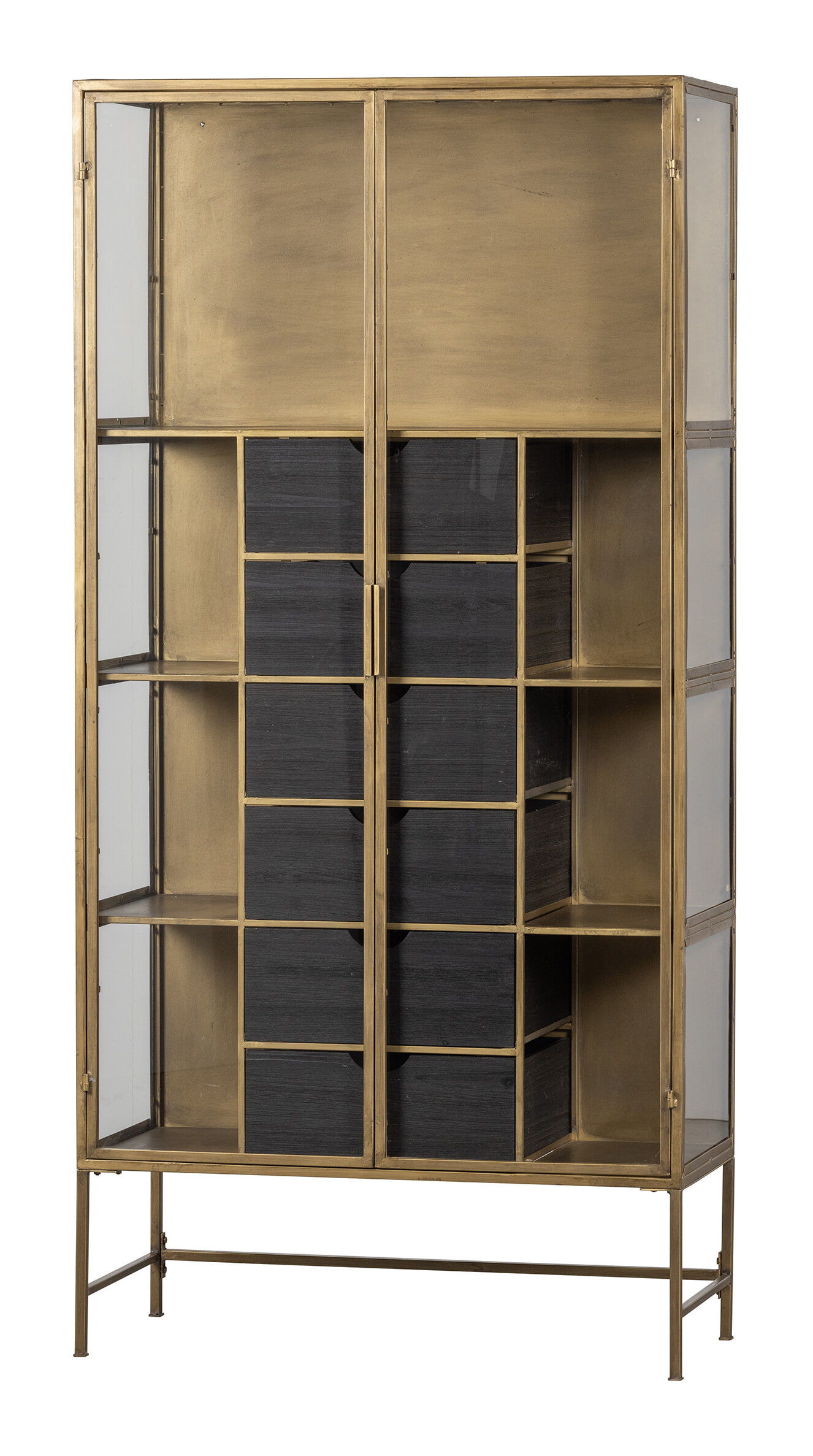 WOOOD Vitrinekast 'Kayaz' kleur Antique Brass WOOOD Vitrinekast 'Kayaz' kleur Antique Brass