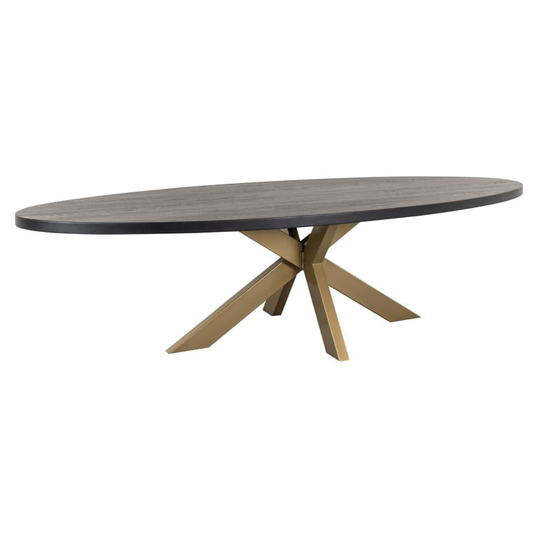 Richmond Interiors Richmond Ovale Eettafel Watson 300 x 120cm - Zwart/Goud