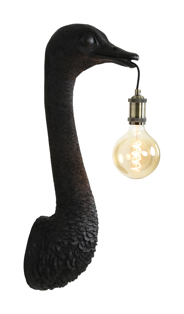 Light & Living Wandlamp 'Ostrich' 57cm, kleur Zwart