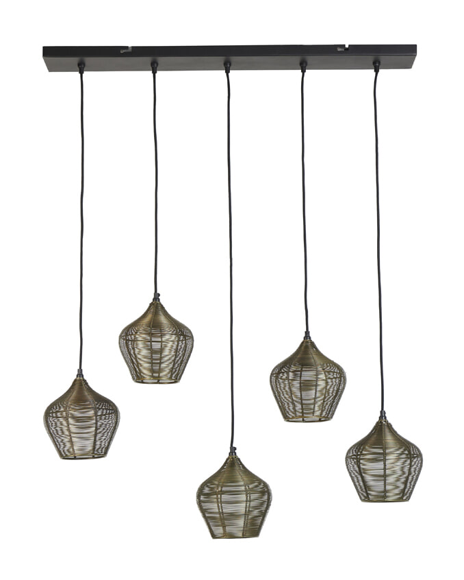 Light & Living Hanglamp 'Alvaro' 5-Lamps, kleur Antiek Brons Light & Living Hanglamp 'Alvaro' 5-Lamps, kleur Antiek Brons