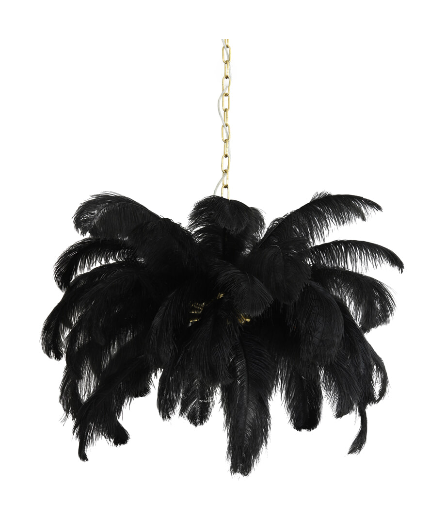 Light & Living Hanglamp 'Feather' Ø80cm, kleur Zwart Light & Living Hanglamp 'Feather' Ø80cm, kleur Zwart