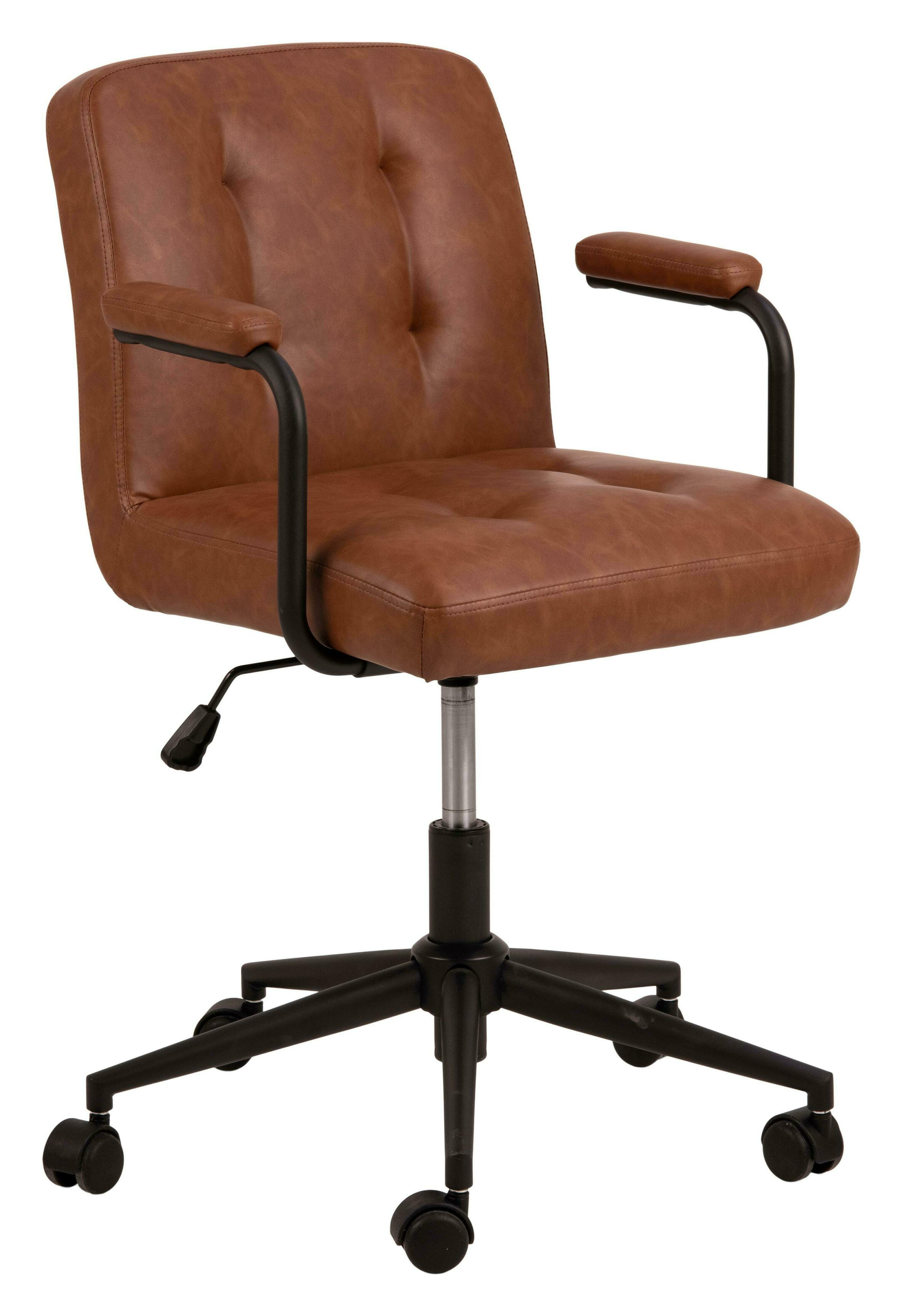 Bendt Bureaustoel 'Lennix' met armleuning, PU, kleur Bruin