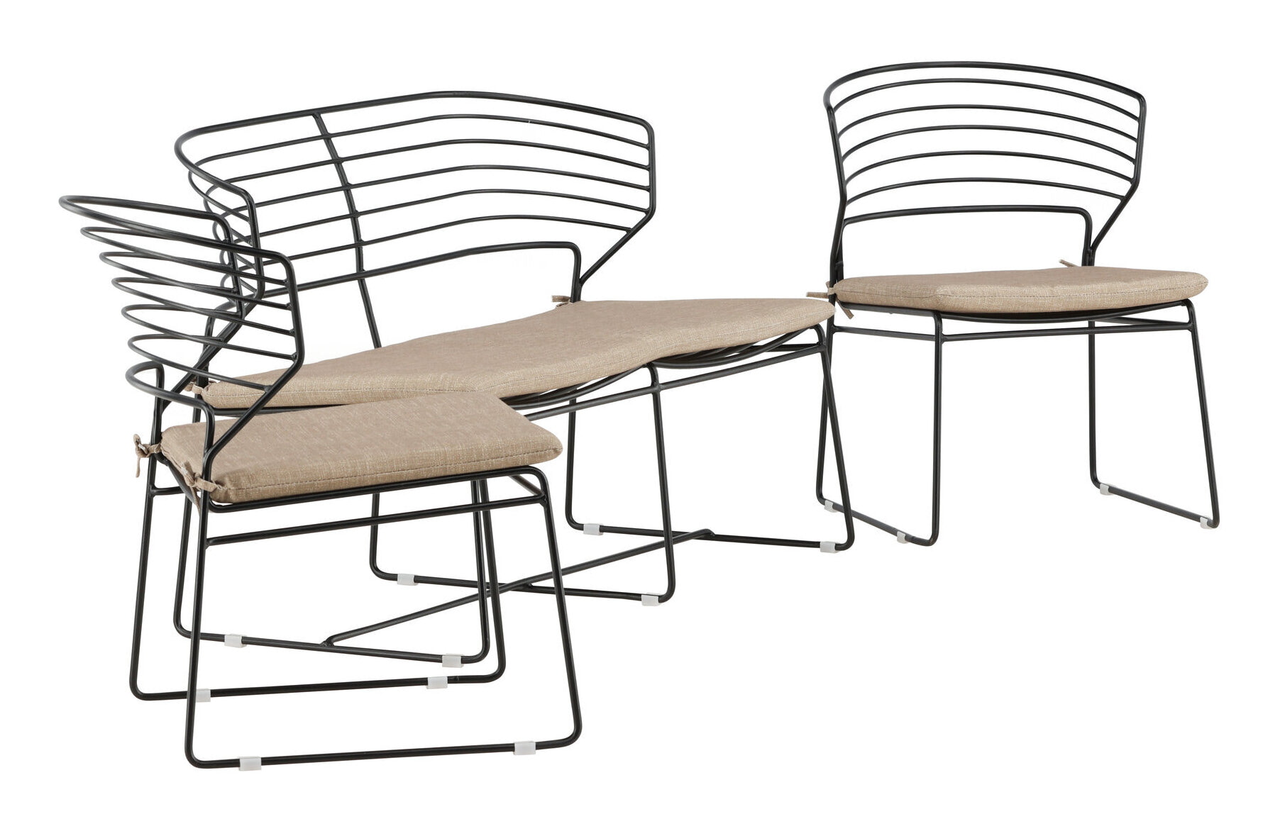 Nohr Loungeset 'Daman' Met bank en 2 loungestoelen, kleur Zand