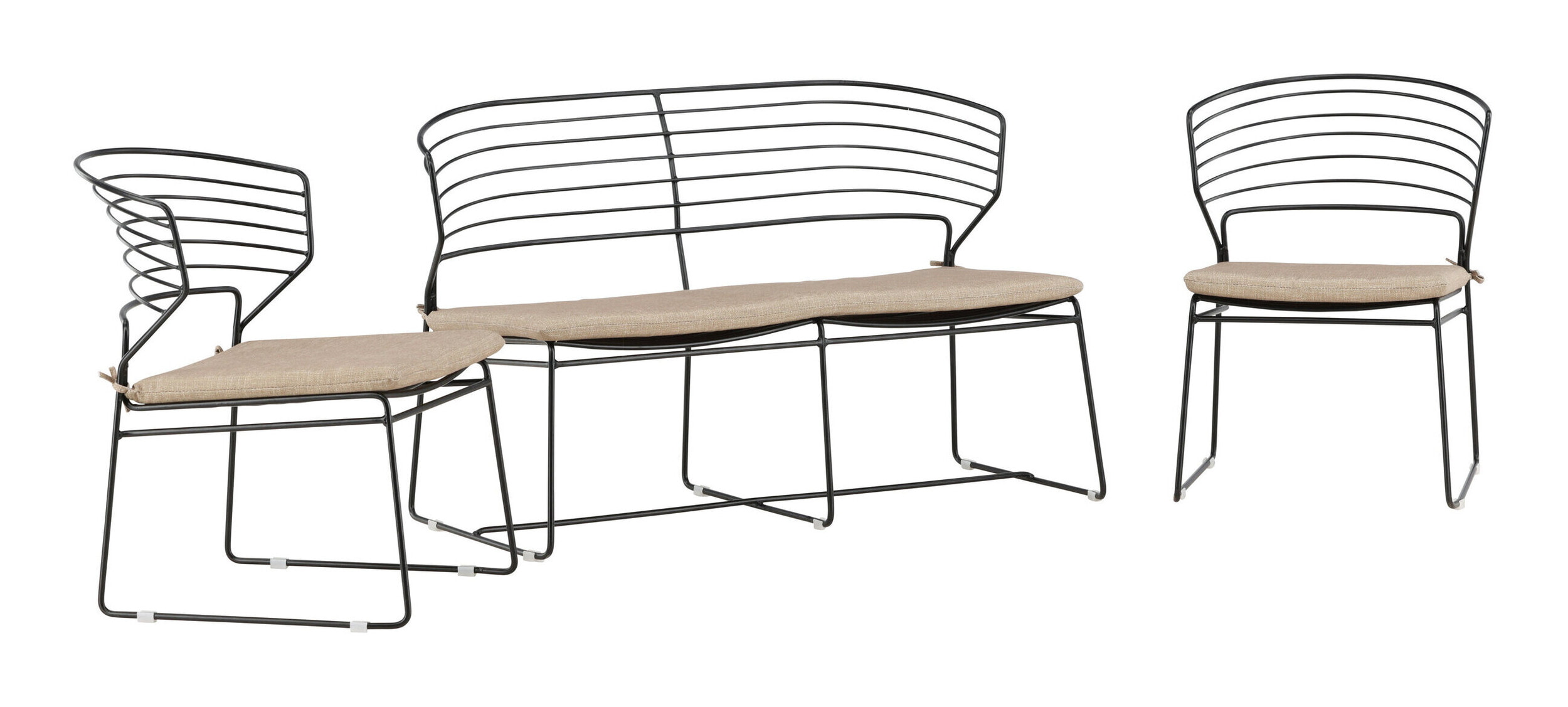 Nohr Loungeset 'Daman' Met bank en 2 loungestoelen, kleur Zand