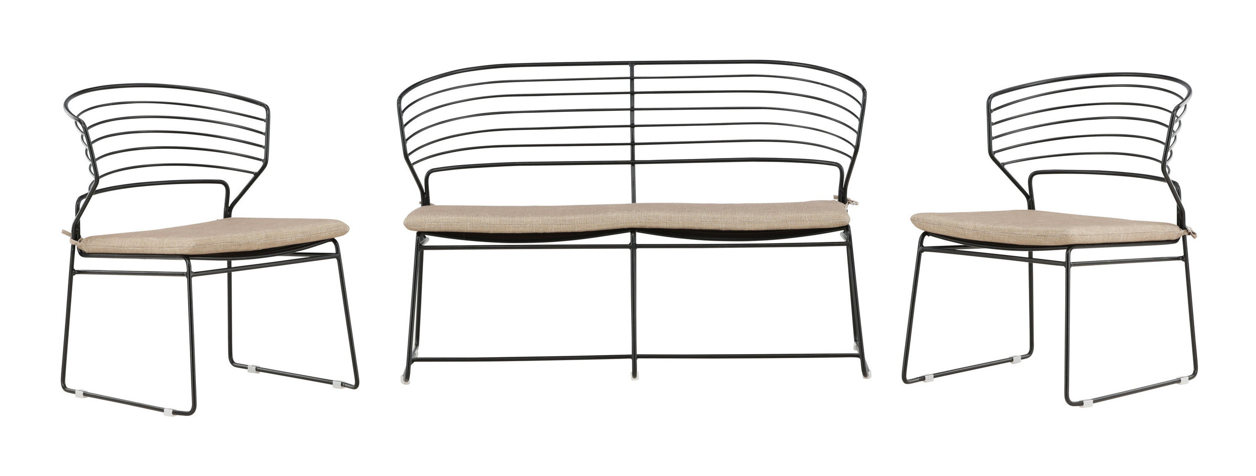 Nohr Loungeset 'Daman' Met bank en 2 loungestoelen, kleur Zand