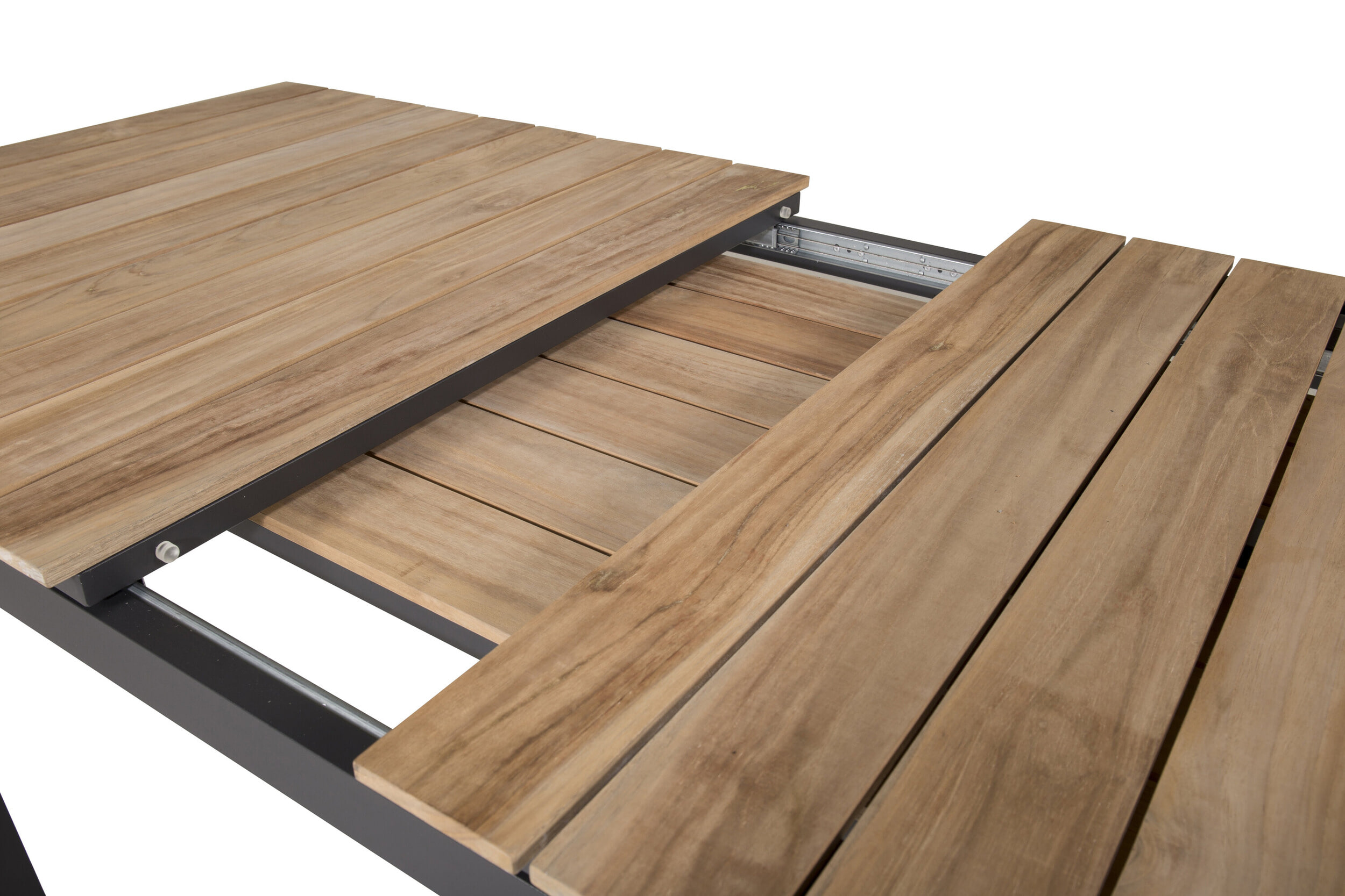 Nohr Uitschuifbare Tuintafel 'Constantina' Teakhout, 180/240 x 90cm, kleur Naturel/Zwart