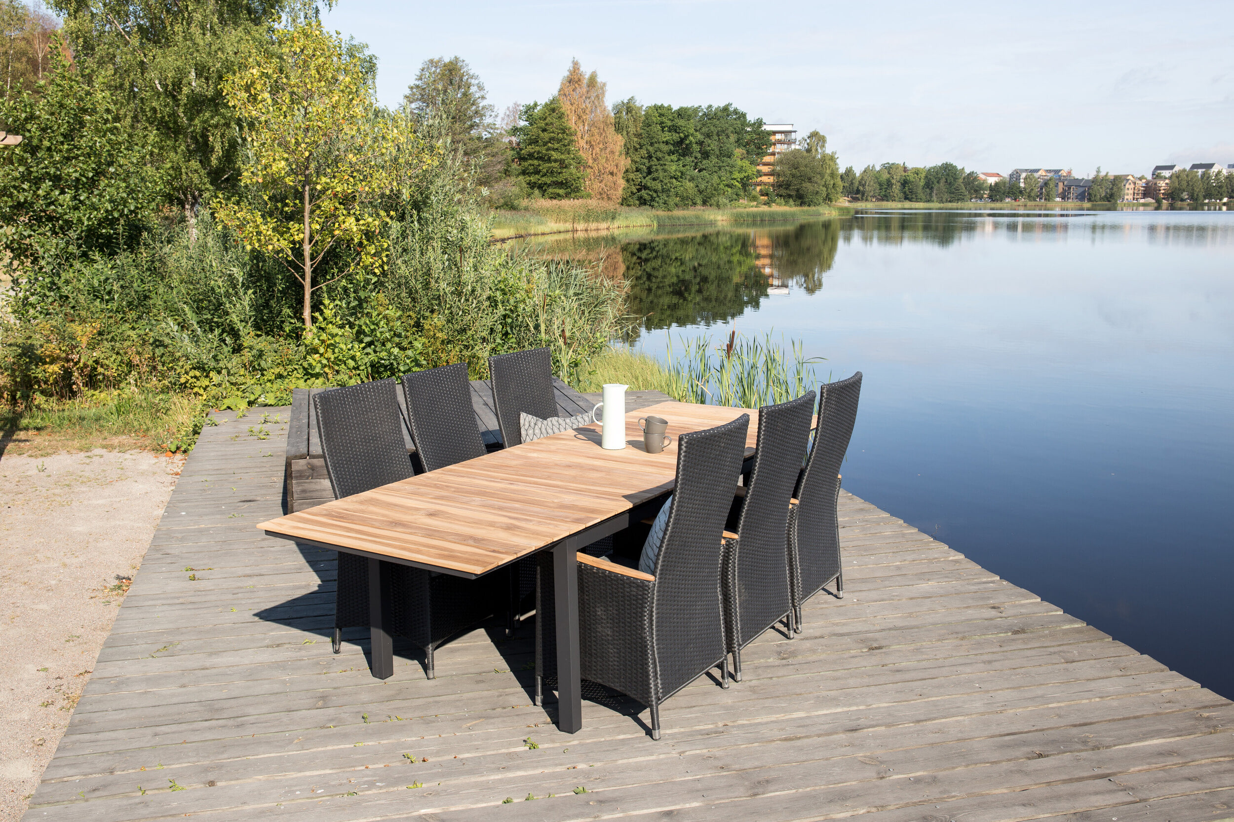 Nohr Uitschuifbare Tuintafel 'Constantina' Teakhout, 180/240 x 90cm, kleur Naturel/Zwart