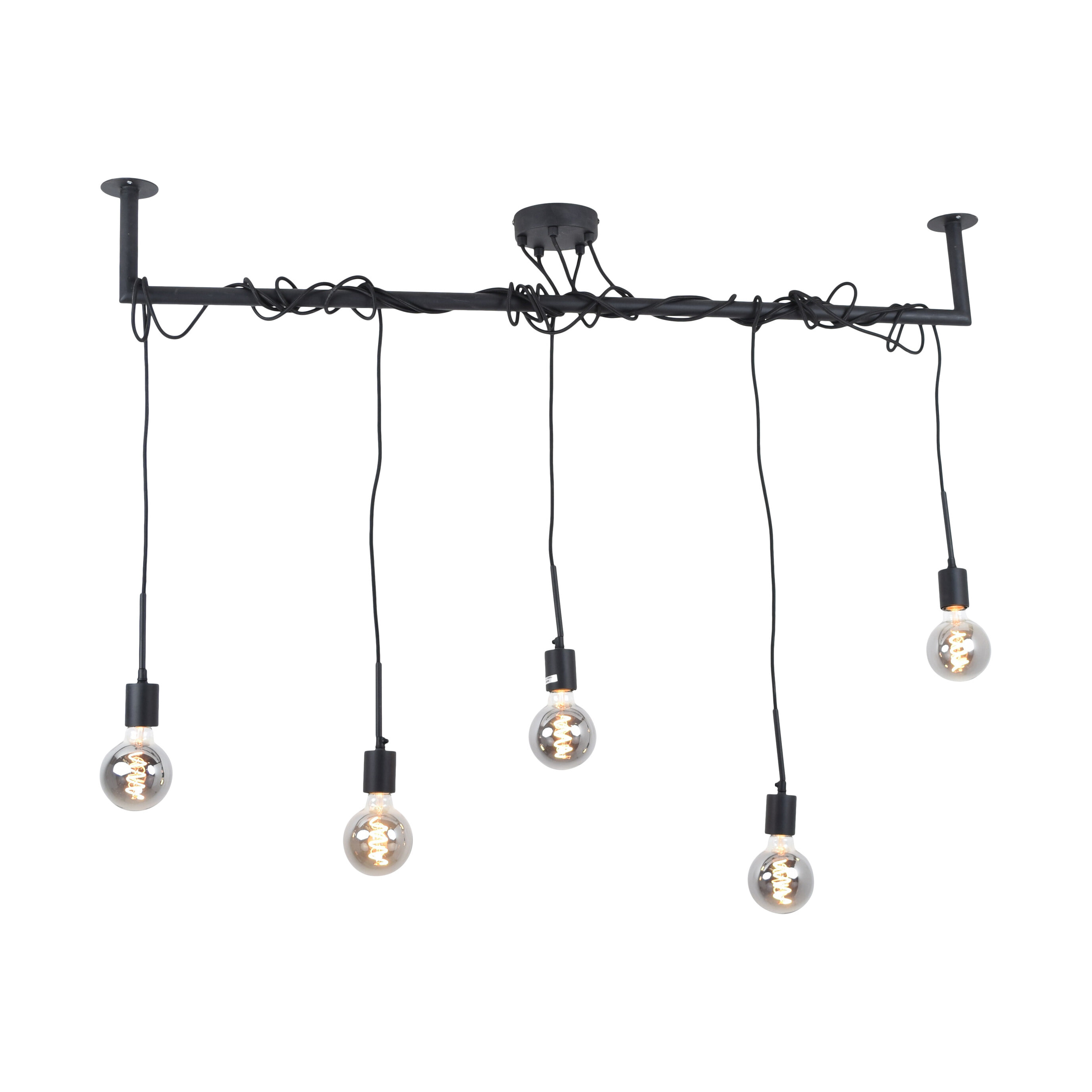 Urban Interiors hanglamp 'Bar 5-lichts 120cm', kleur Zwart