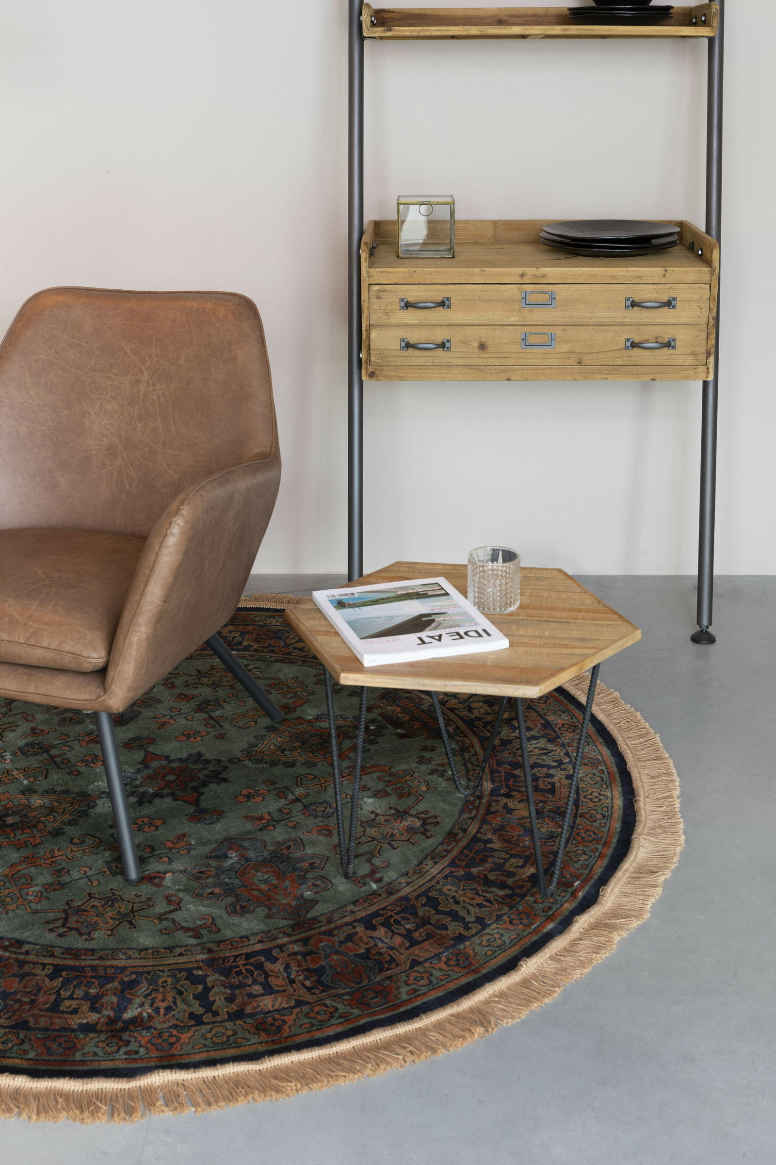 ZILT Rond Vloerkleed 'Boog' 160cm, kleur Groen