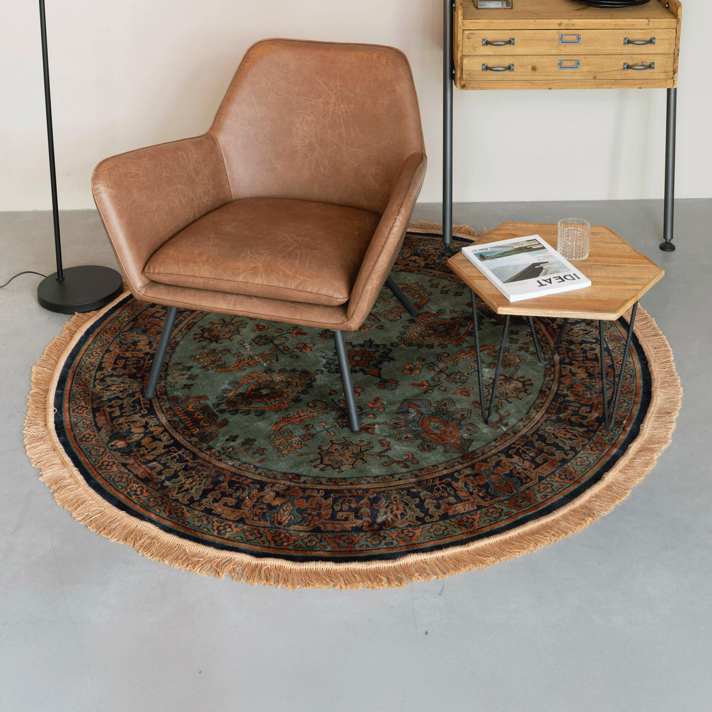 ZILT Rond Vloerkleed 'Boog' kleur Groen