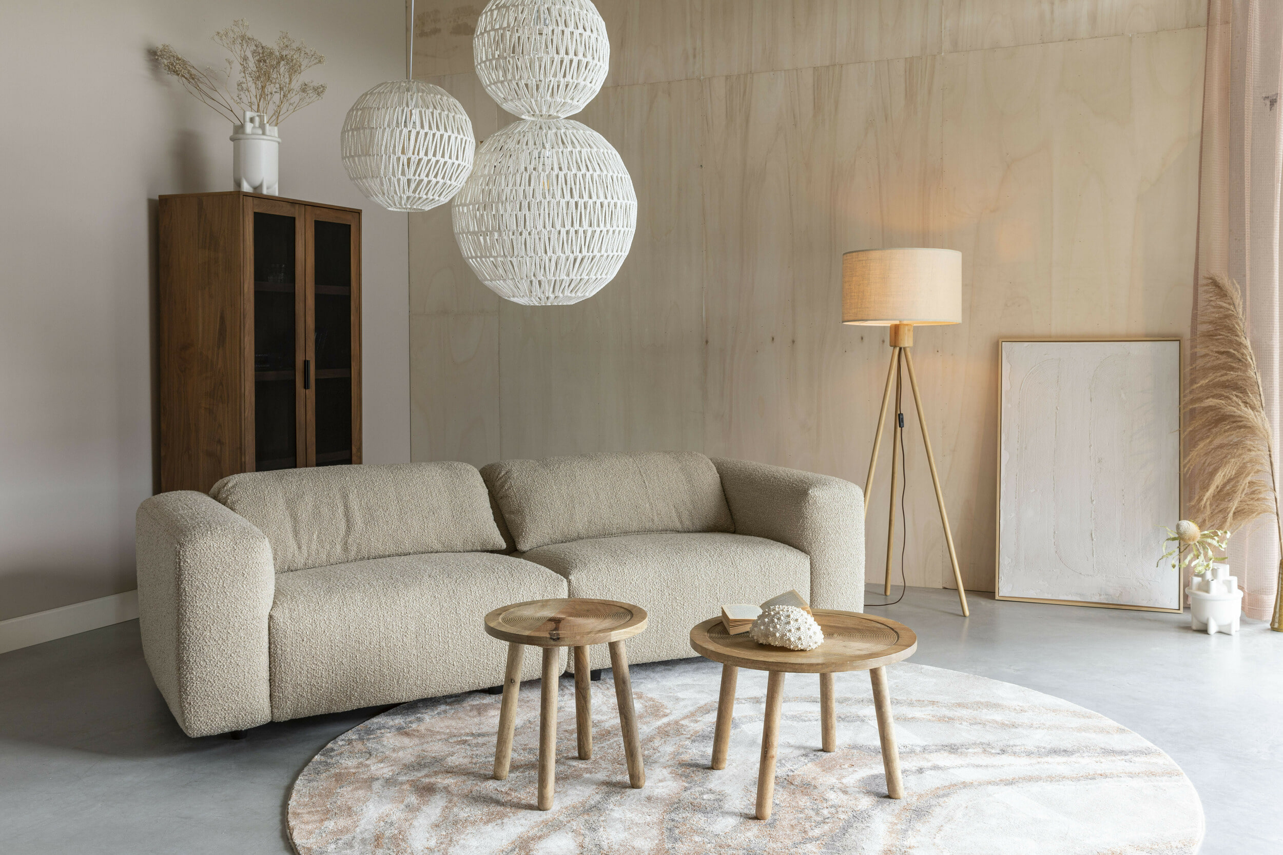 Zuiver Rond Vloerkleed 'Solar' 200cm, kleur Grijs/Bruin