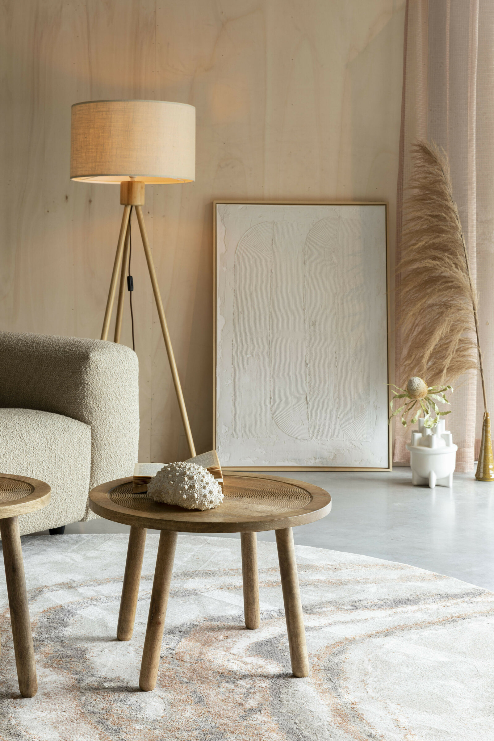 Zuiver Rond Vloerkleed 'Solar' 200cm, kleur Grijs/Bruin
