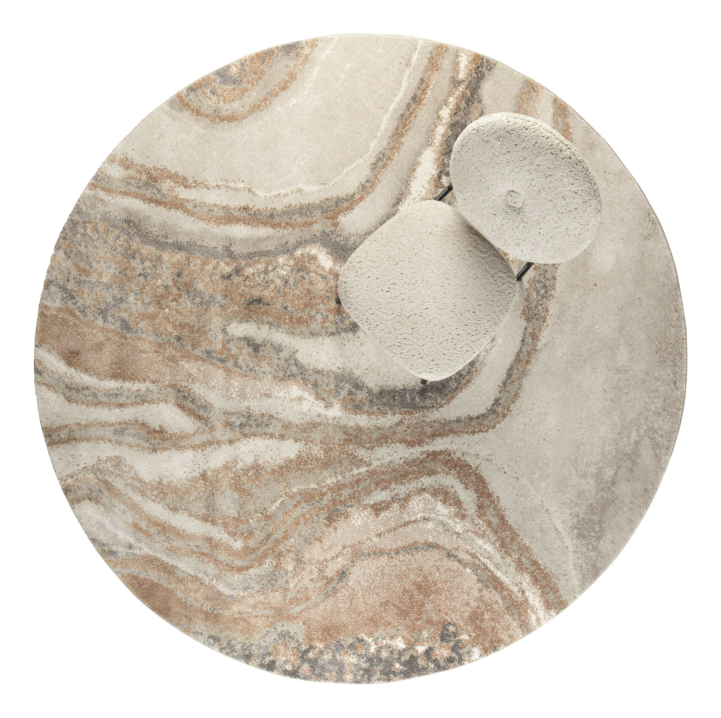 Zuiver Rond Vloerkleed 'Solar' 200cm, kleur Grijs/Bruin