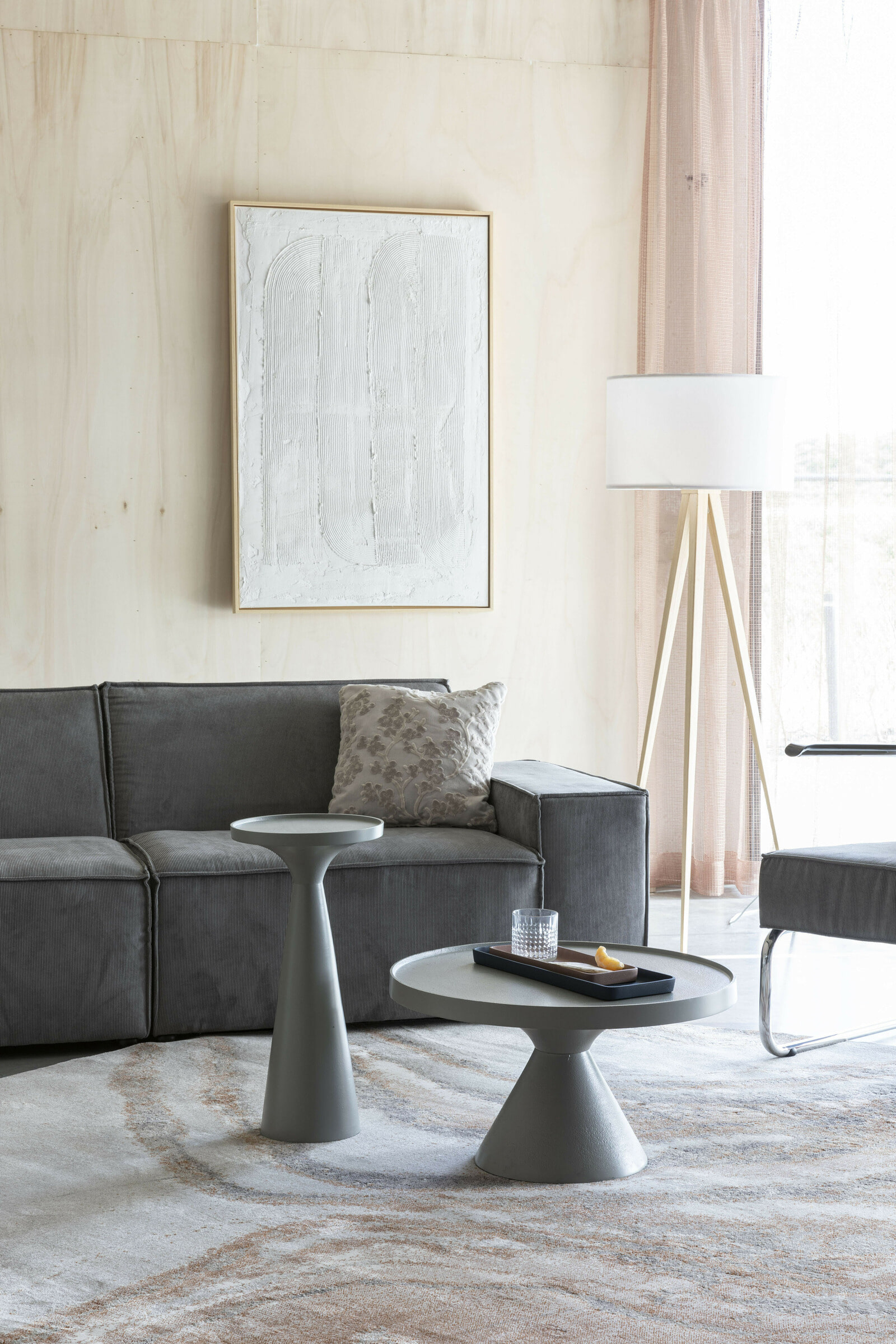 Zuiver Rond Vloerkleed 'Solar' 200cm, kleur Grijs/Bruin