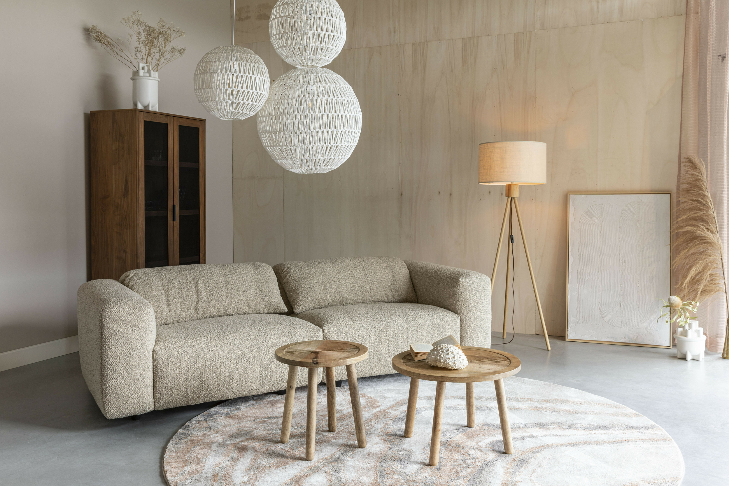 Zuiver Rond Vloerkleed 'Solar' 240cm, kleur Grijs/Bruin