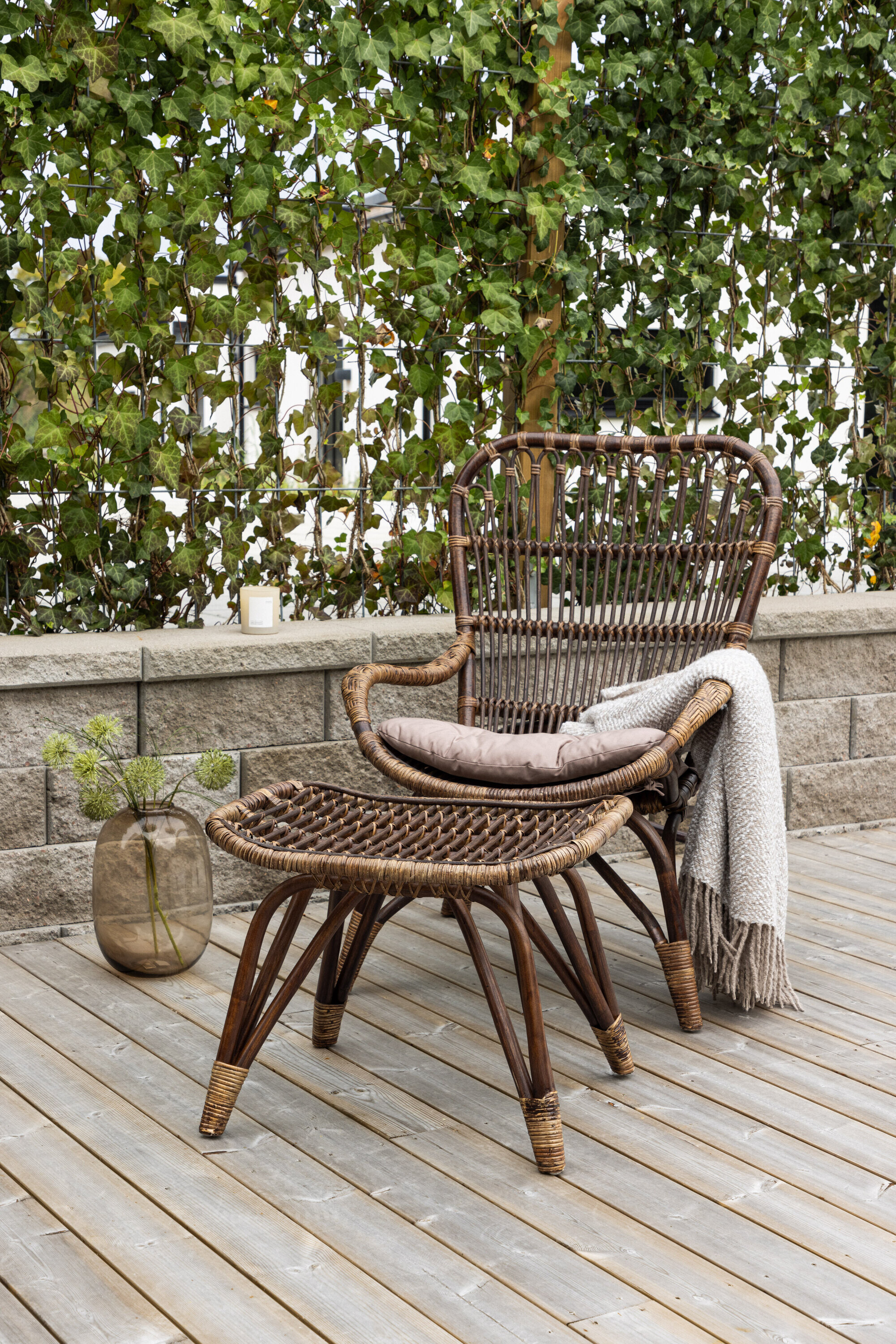 Nohr Outdoor Loungestoel Bronwen Rattan en bamboe