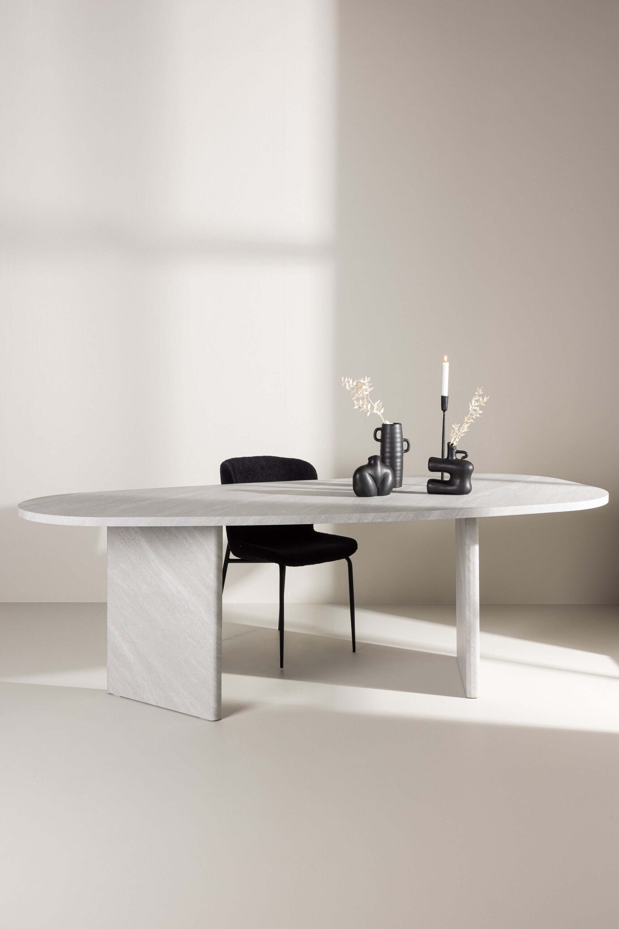 Nohr Organische Eettafel Jenea Betonlook, 220 x 100cm - Wit