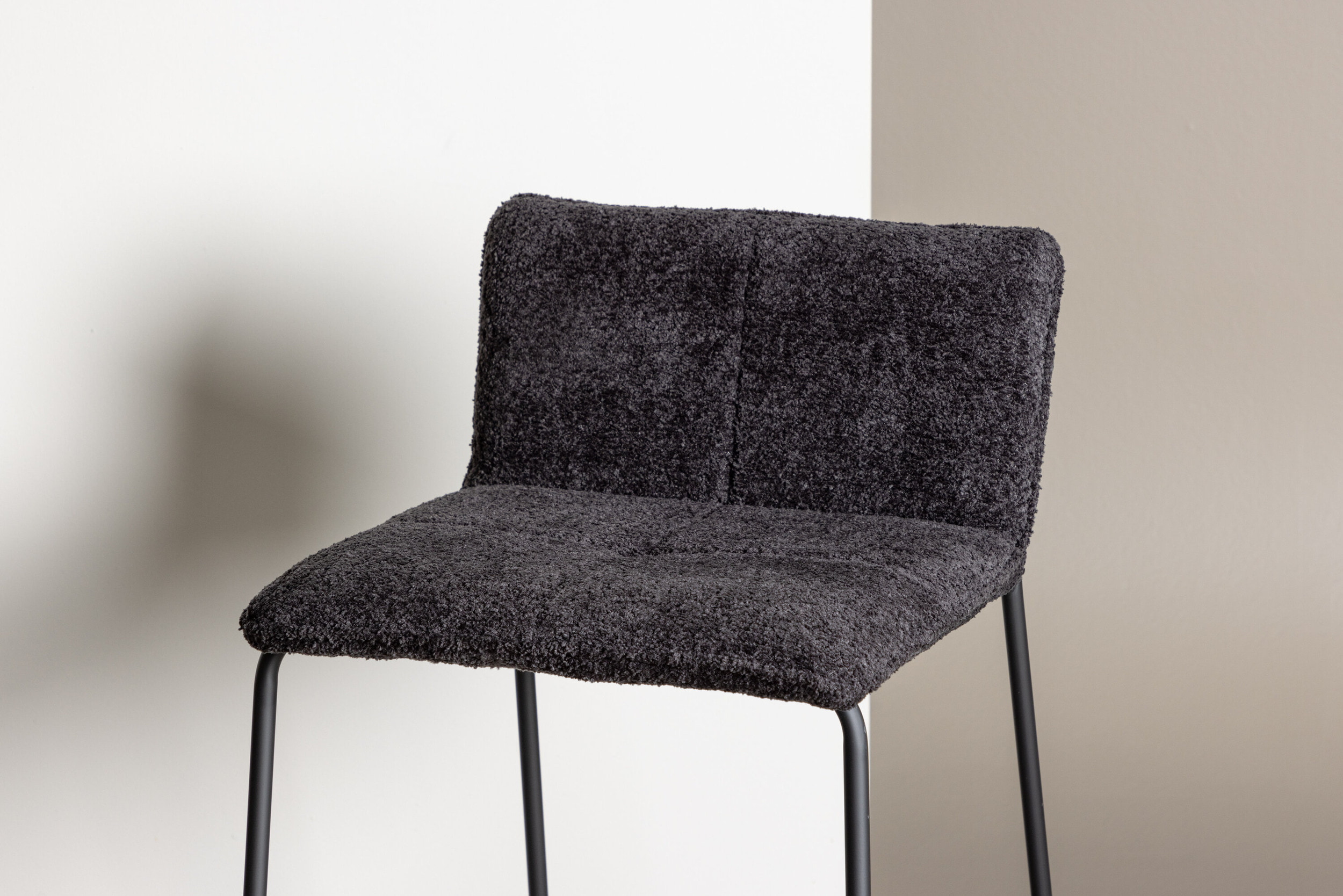 Nohr Barkruk 'Sheridan' Bouclé, kleur Zwart (zithoogte 64cm)