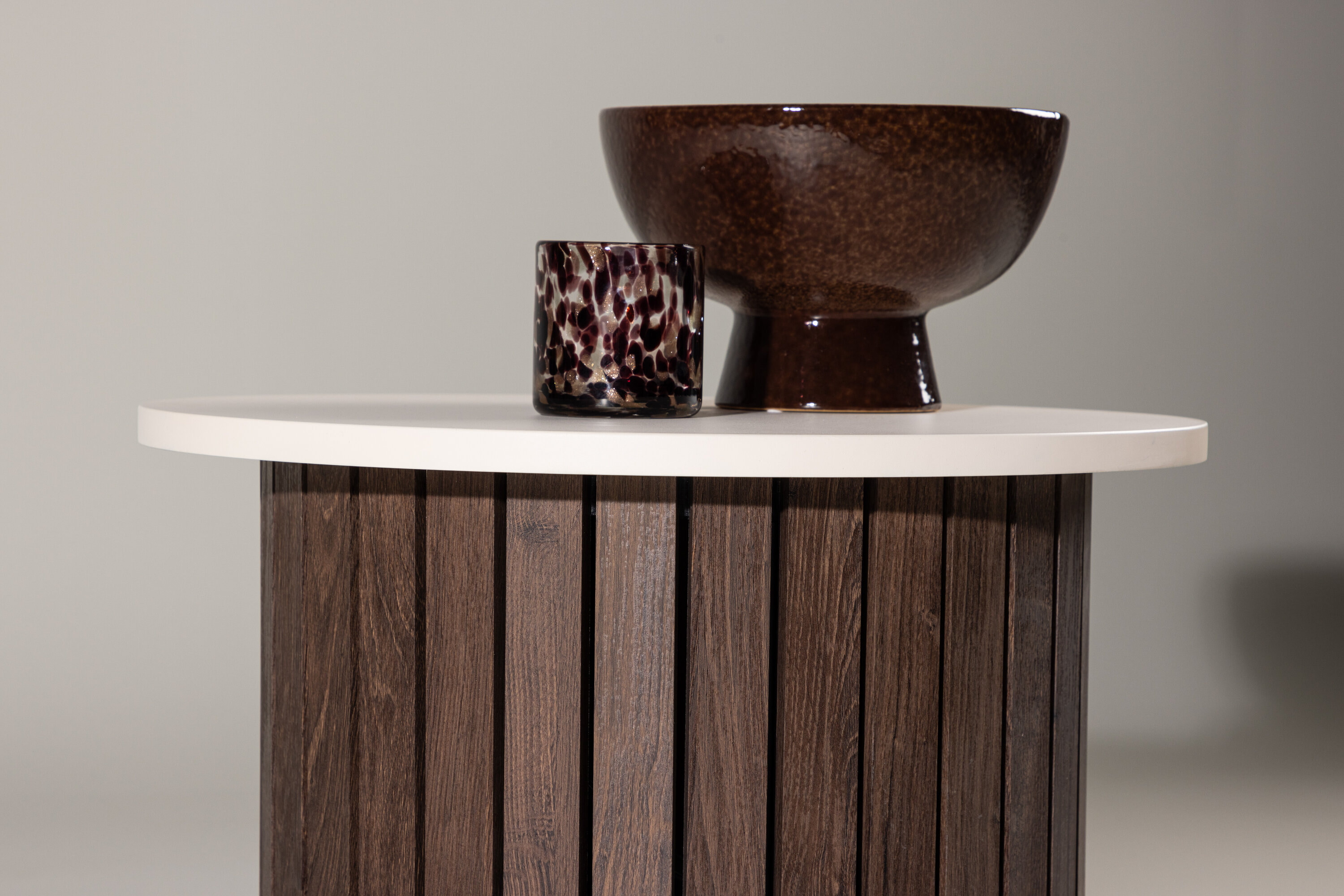 Nohr Ronde Bijzettafel 'Marica' 52cm, kleur Beige/Bruin