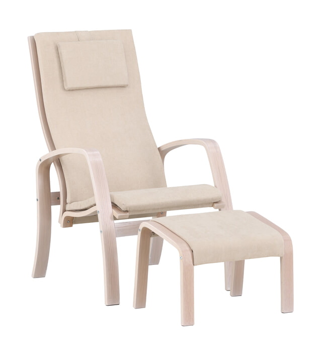 Nohr Fauteuil 'Corene' Met voetenbank, Eiken, kleur Beige