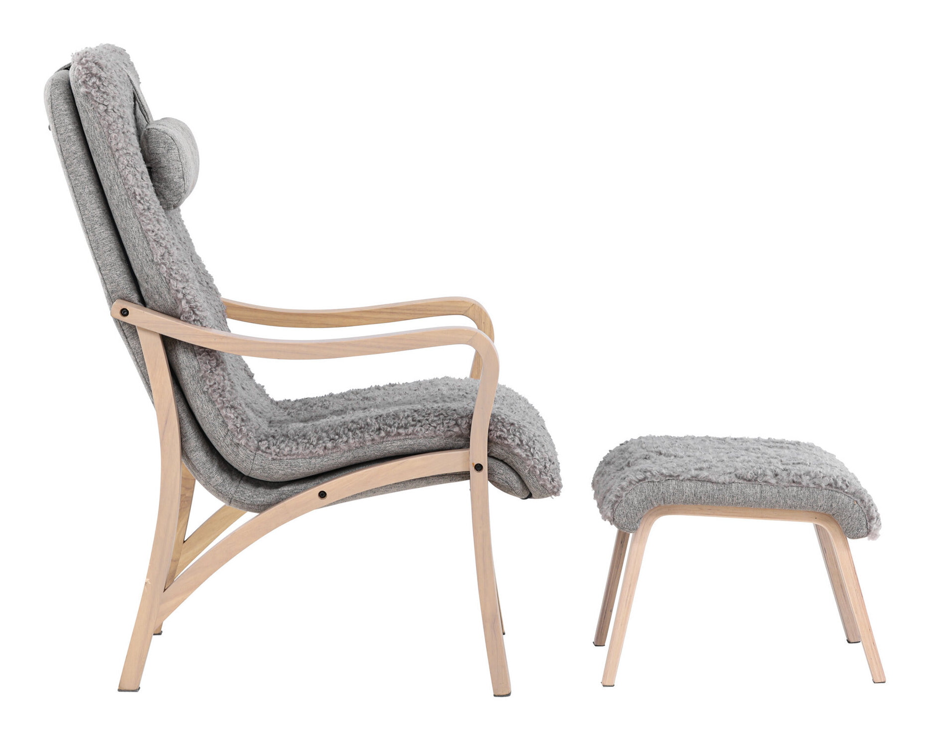 Nohr Fauteuil 'Tandra' Met voetenbank, kleur Lichtgrijs