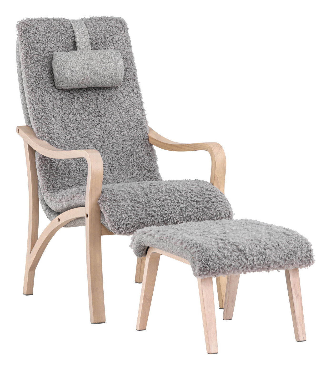 Nohr Fauteuil 'Tandra' Met voetenbank, kleur Lichtgrijs