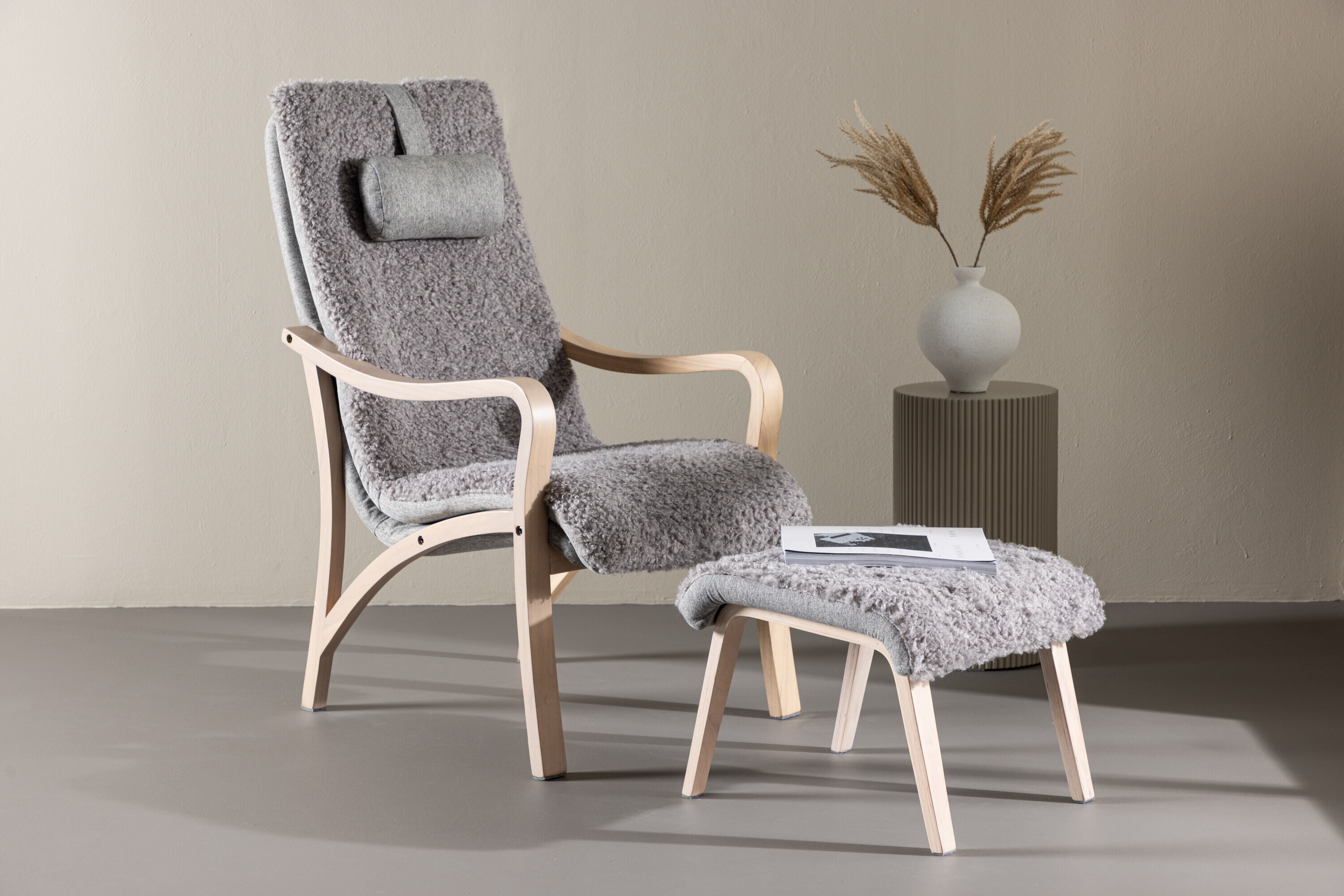 Nohr Fauteuil 'Tandra' Met voetenbank, kleur Lichtgrijs