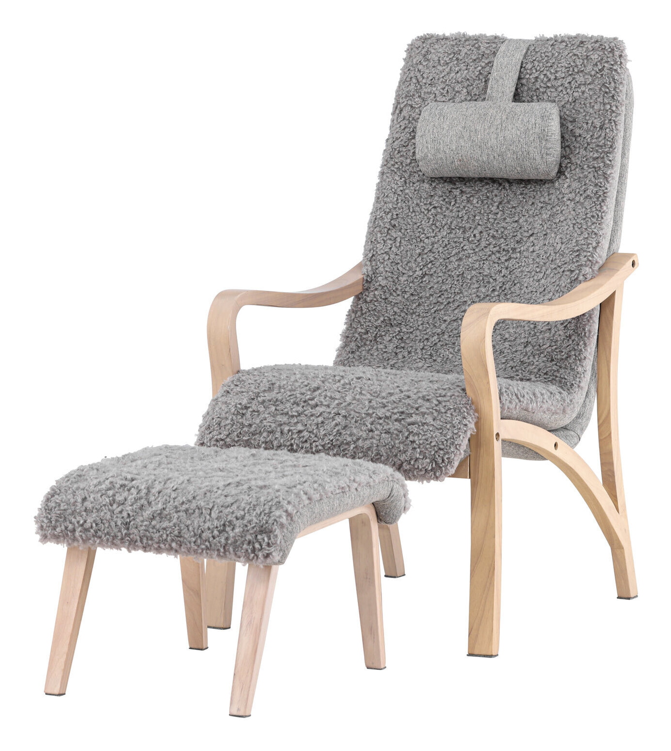 Nohr Fauteuil 'Tandra' Met voetenbank, kleur Lichtgrijs