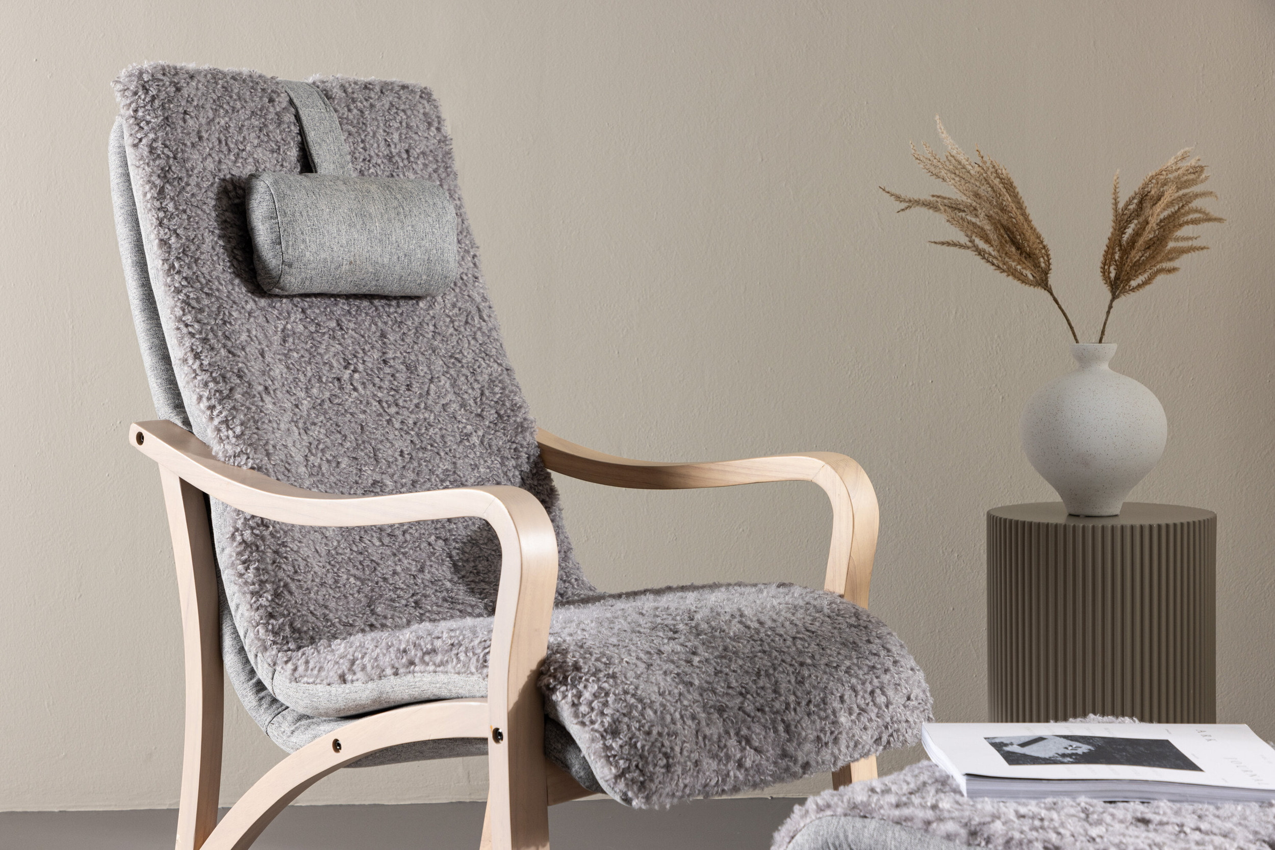 Nohr Fauteuil 'Tandra' Met voetenbank, kleur Lichtgrijs