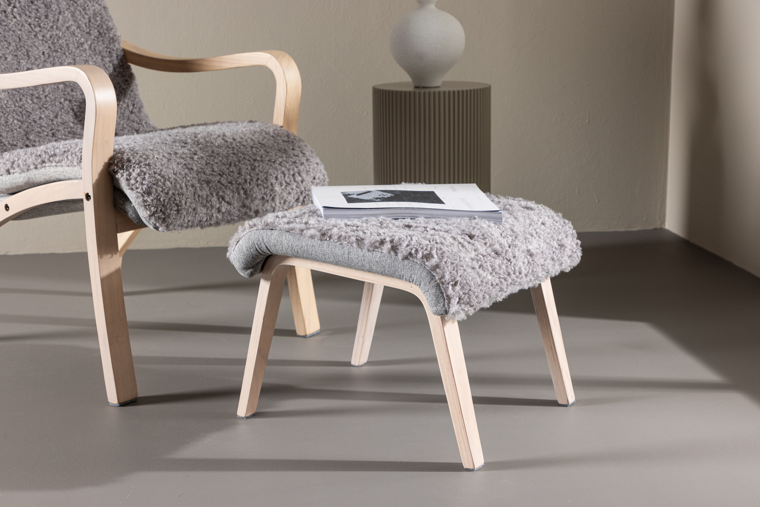 Nohr Fauteuil 'Tandra' Met voetenbank, kleur Lichtgrijs