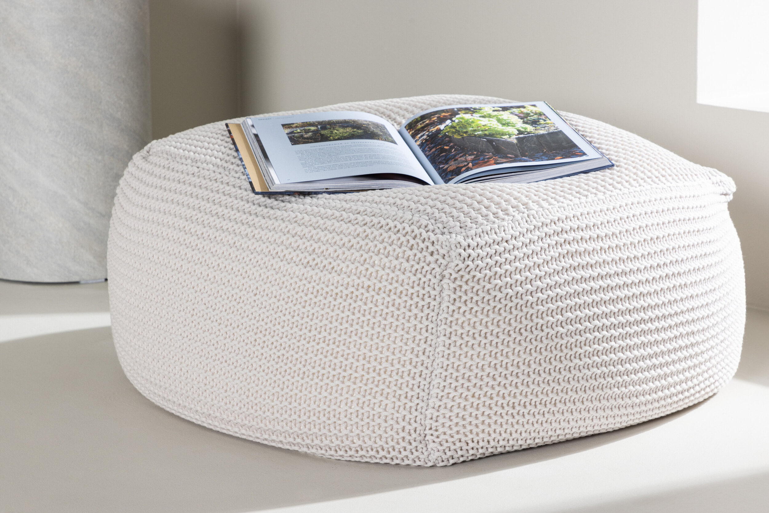 Nohr Poef 'Keyla' Geweven, kleur Crème