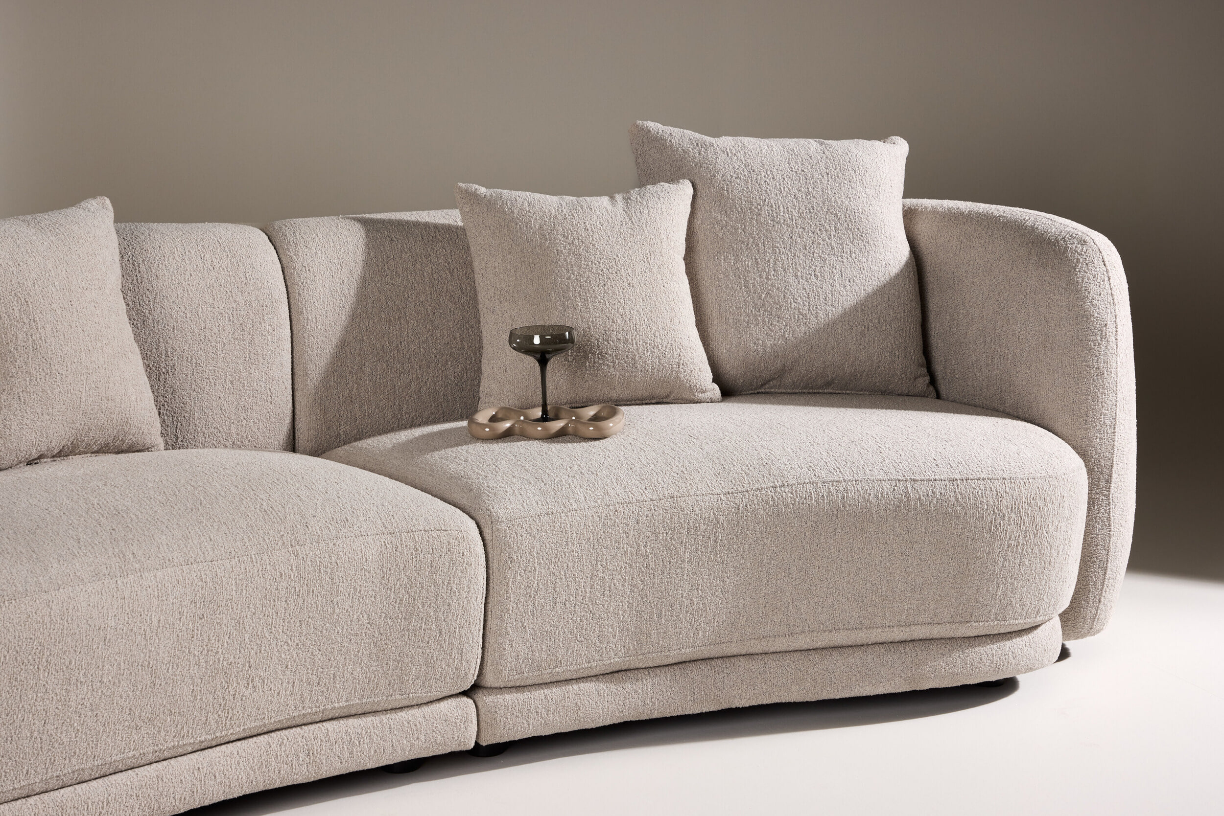 Nohr 3-zits Bank 'Macrina' Bouclé, 268cm, kleur Beige