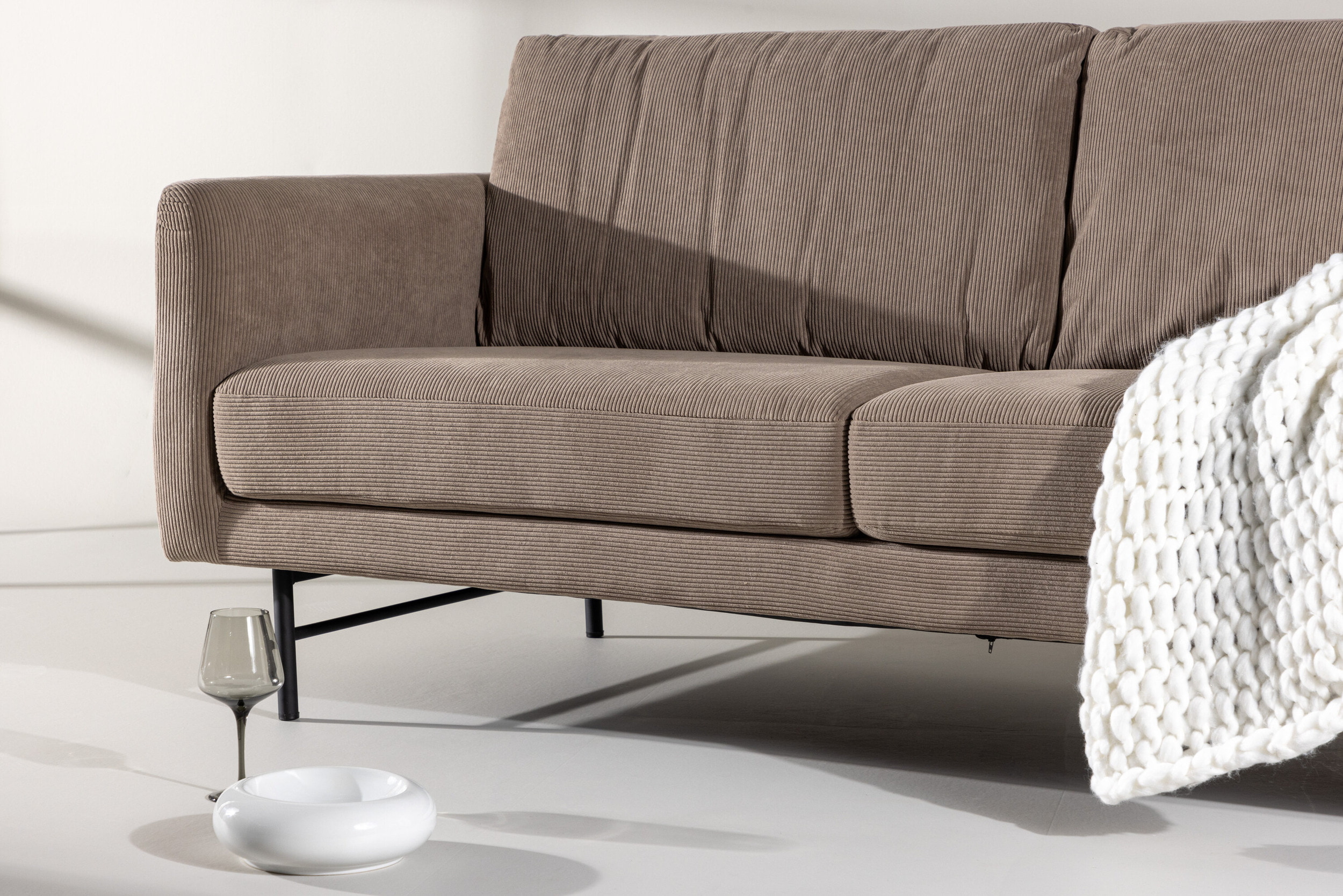 Nohr 3-zits Bank 'Sumit' Rib, kleur Bruin