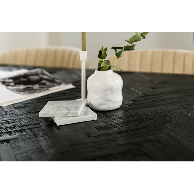 BASE Eettafel 'Kekuta' Teakhout Visgraat, 160 x 90cm, kleur Zwart