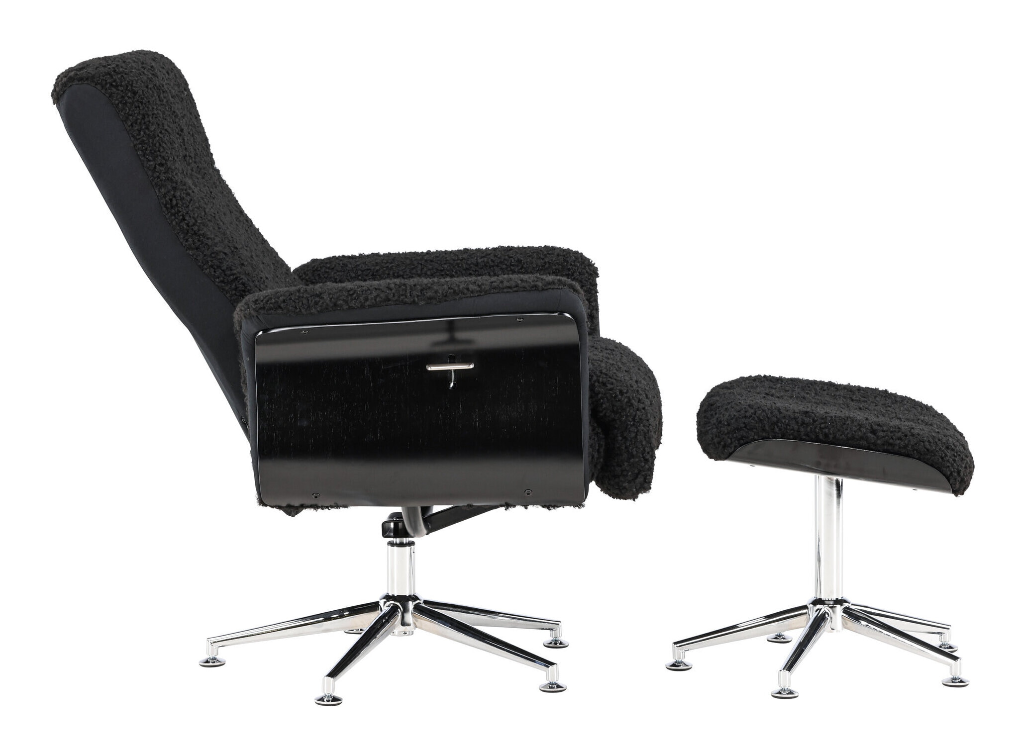Nohr Fauteuil 'Arnoldo' Met voetenbank, Faux fur, kleur Zwart