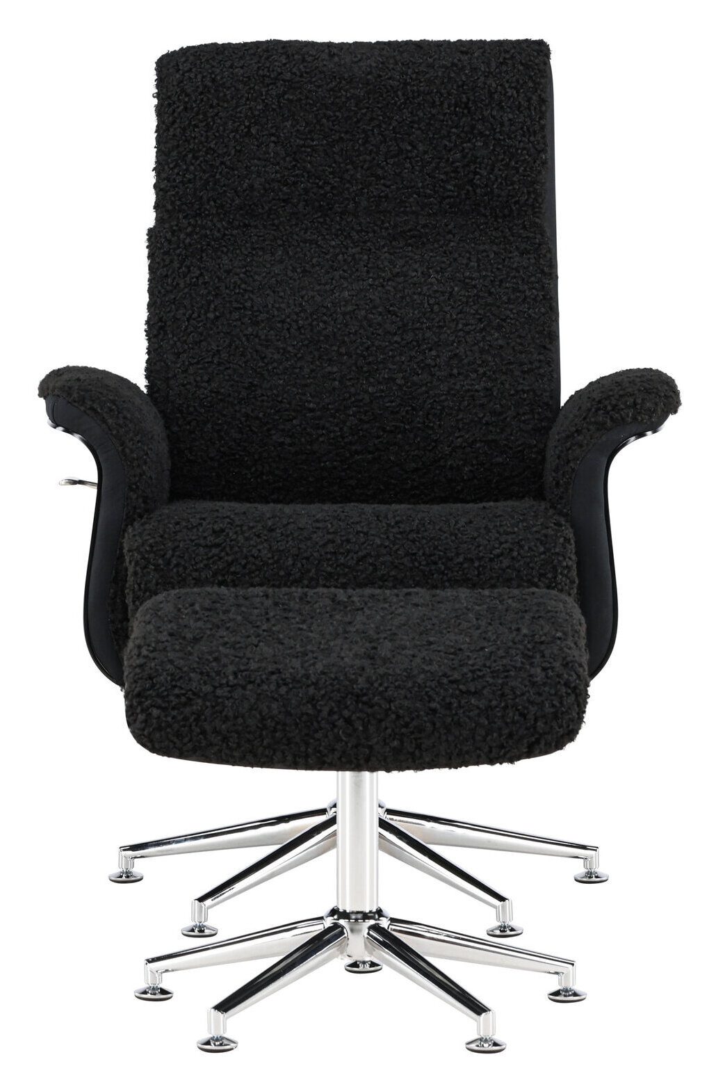 Nohr Fauteuil 'Arnoldo' Met voetenbank, Faux fur, kleur Zwart