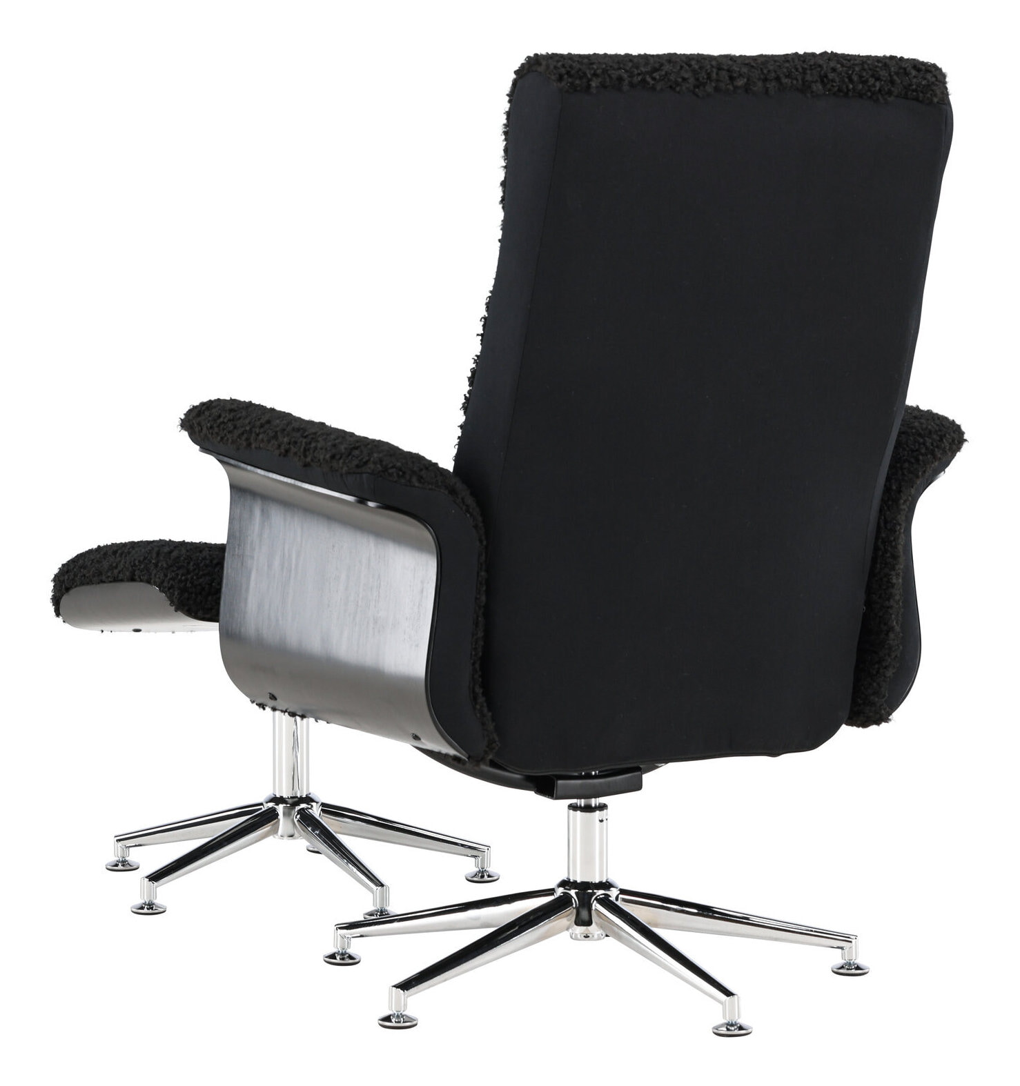 Nohr Fauteuil 'Arnoldo' Met voetenbank, Faux fur, kleur Zwart