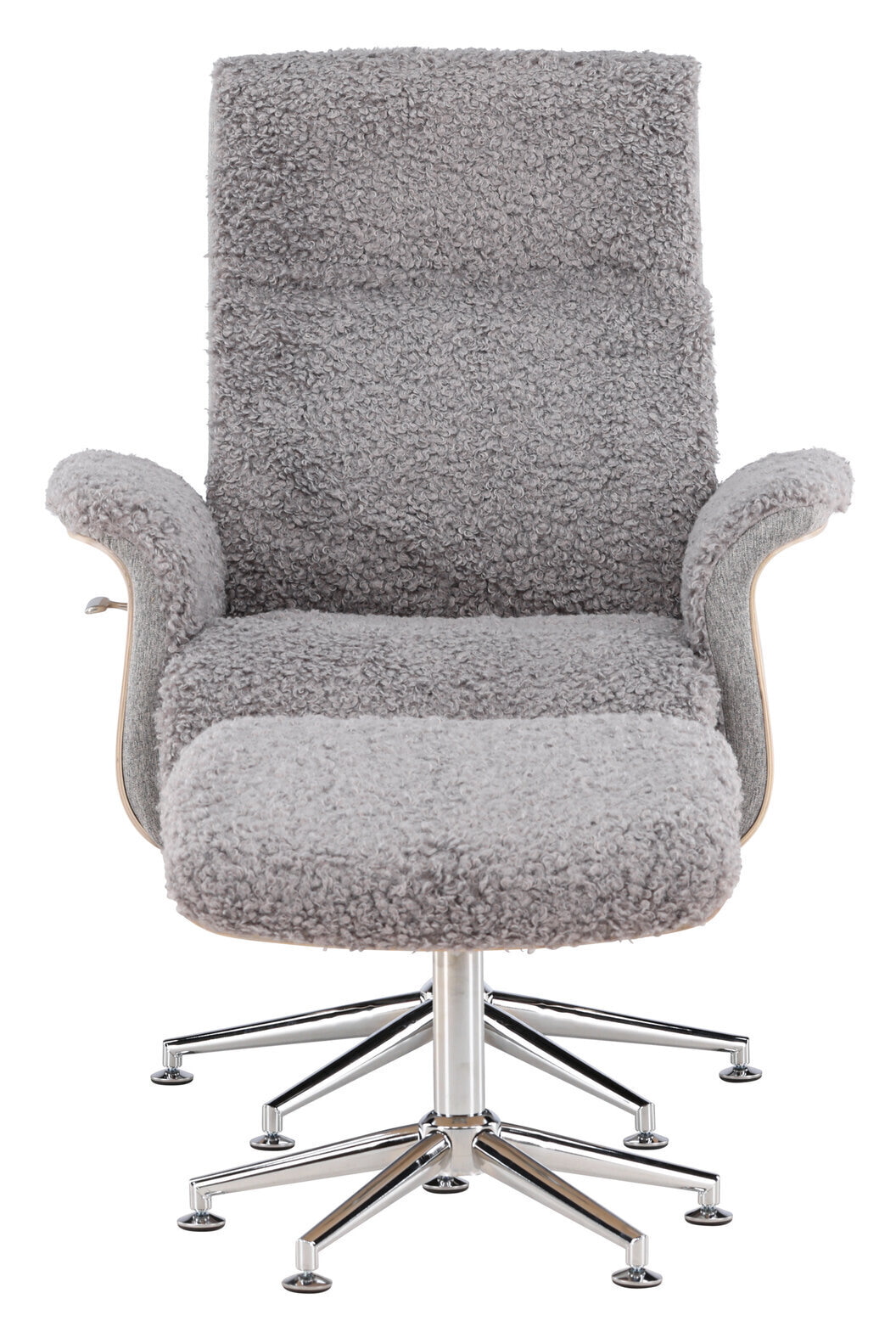 Nohr Fauteuil 'Arnoldo' Met voetenbank, Faux fur, kleur Grijs