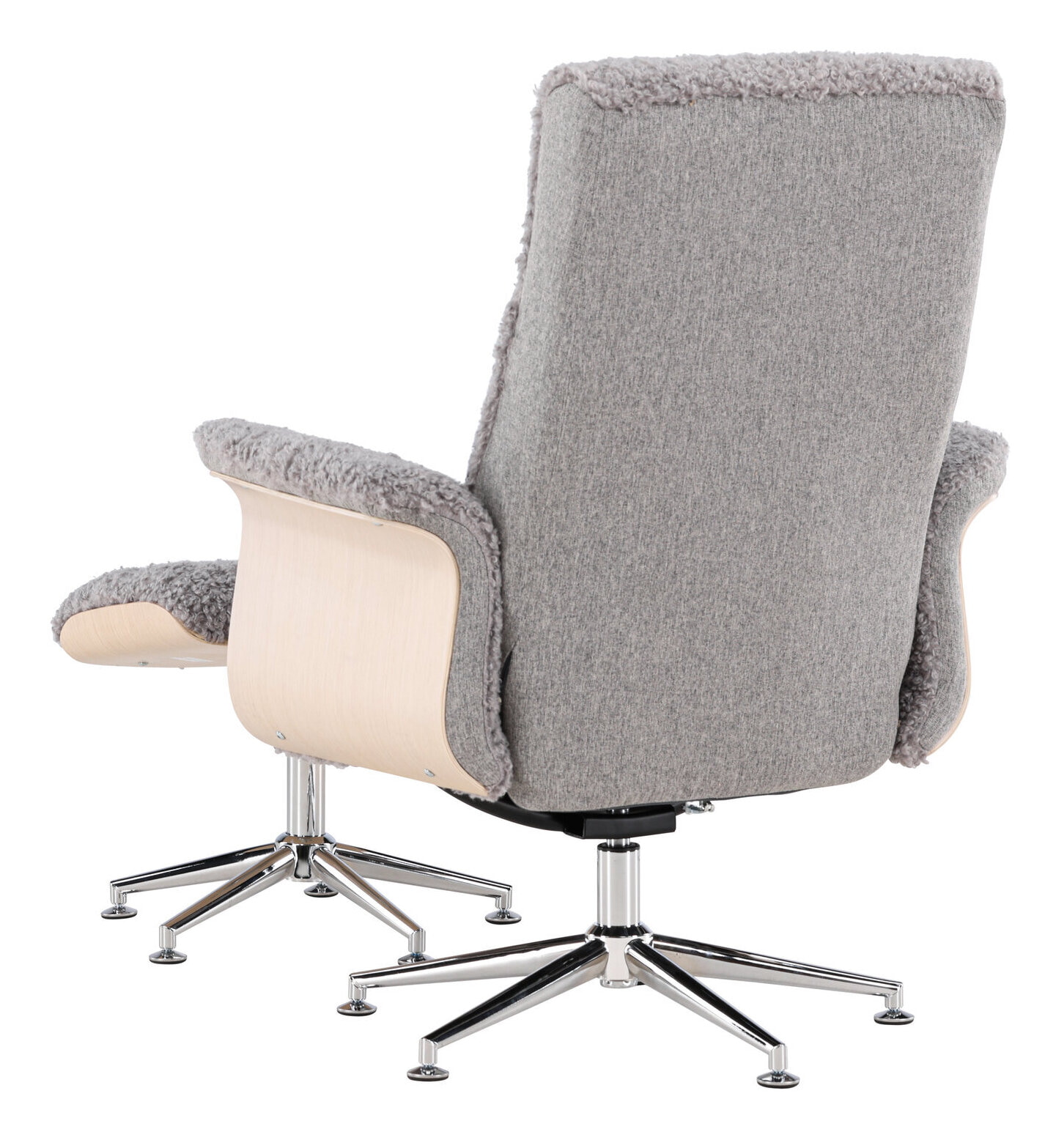 Nohr Fauteuil 'Arnoldo' Met voetenbank, Faux fur, kleur Grijs
