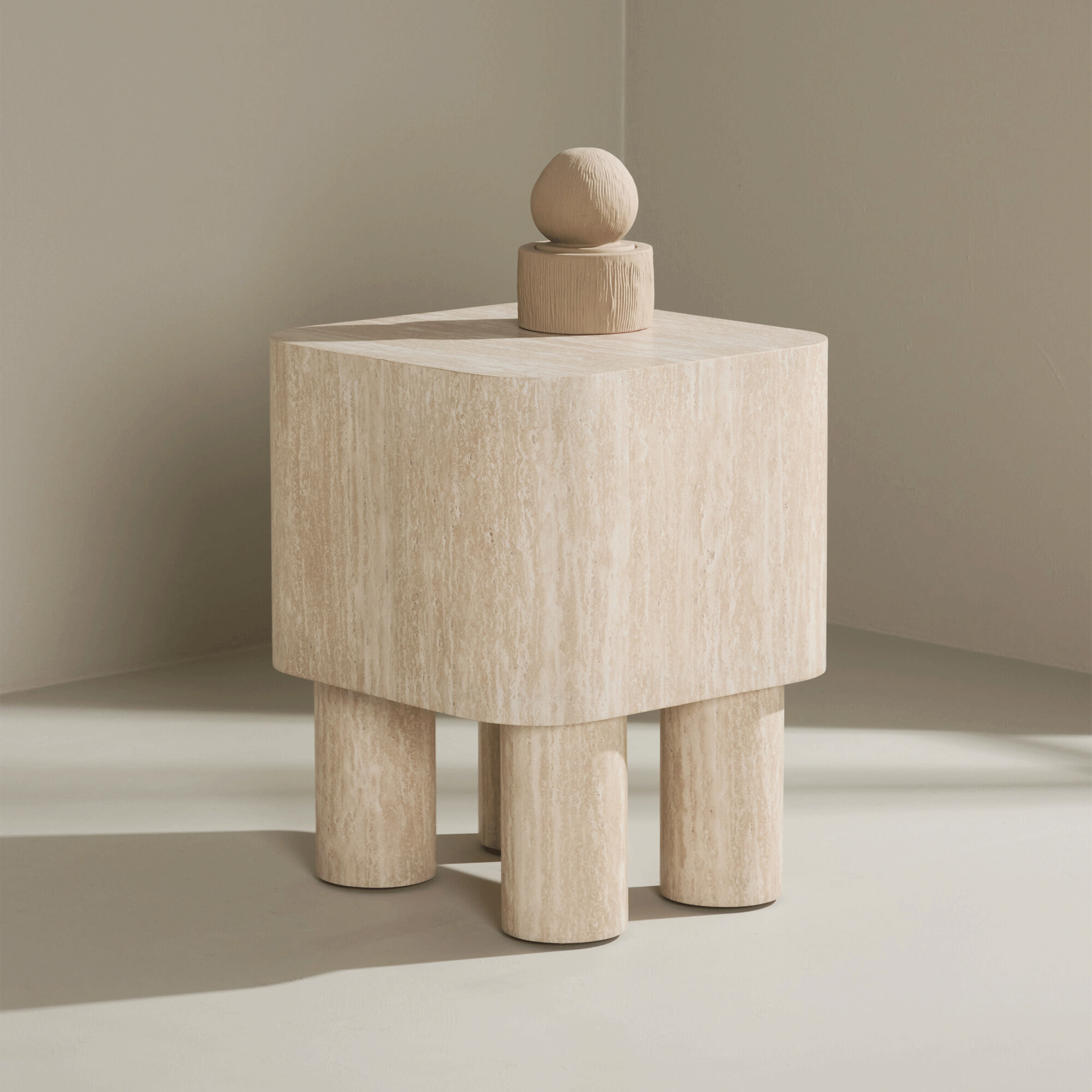 Nohr Bijzettafel Ceria Travertinlook, 40 x 40cm - Beige