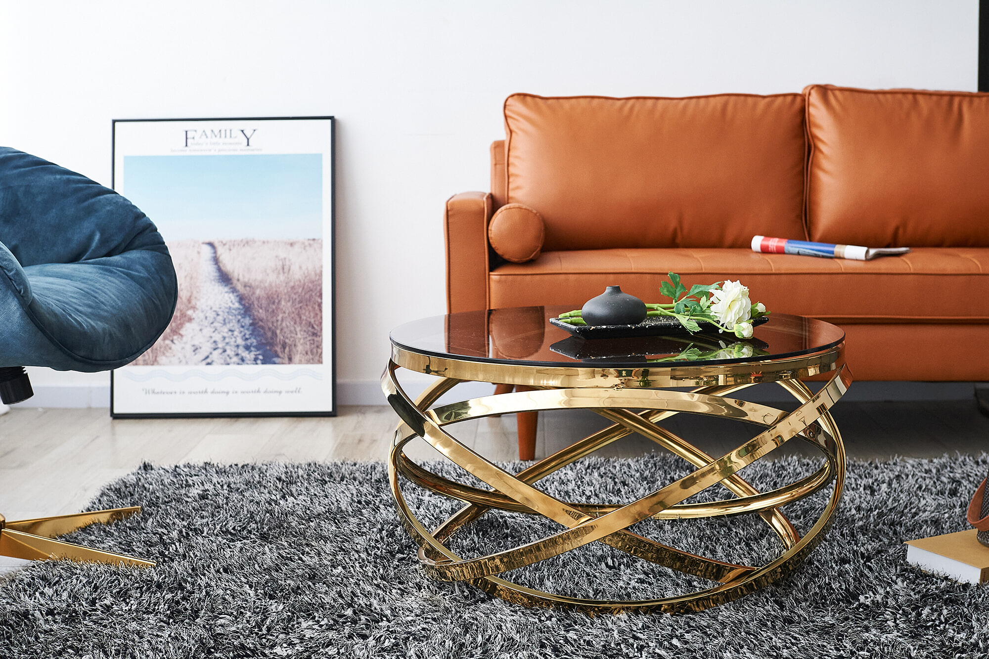 Artistiq Living Salontafel 'Mischa' 80cm smoke-glas, kleur goud