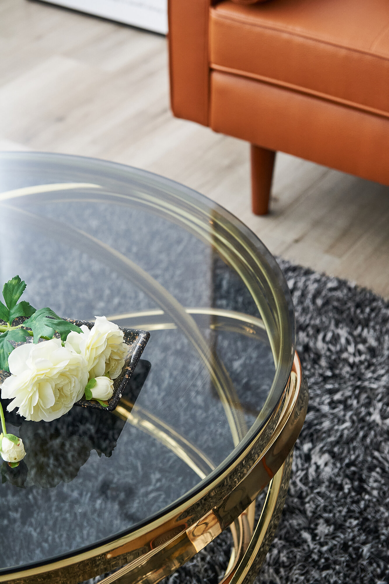 Artistiq Living Salontafel 'Mischa' 80cm smoke-glas, kleur goud