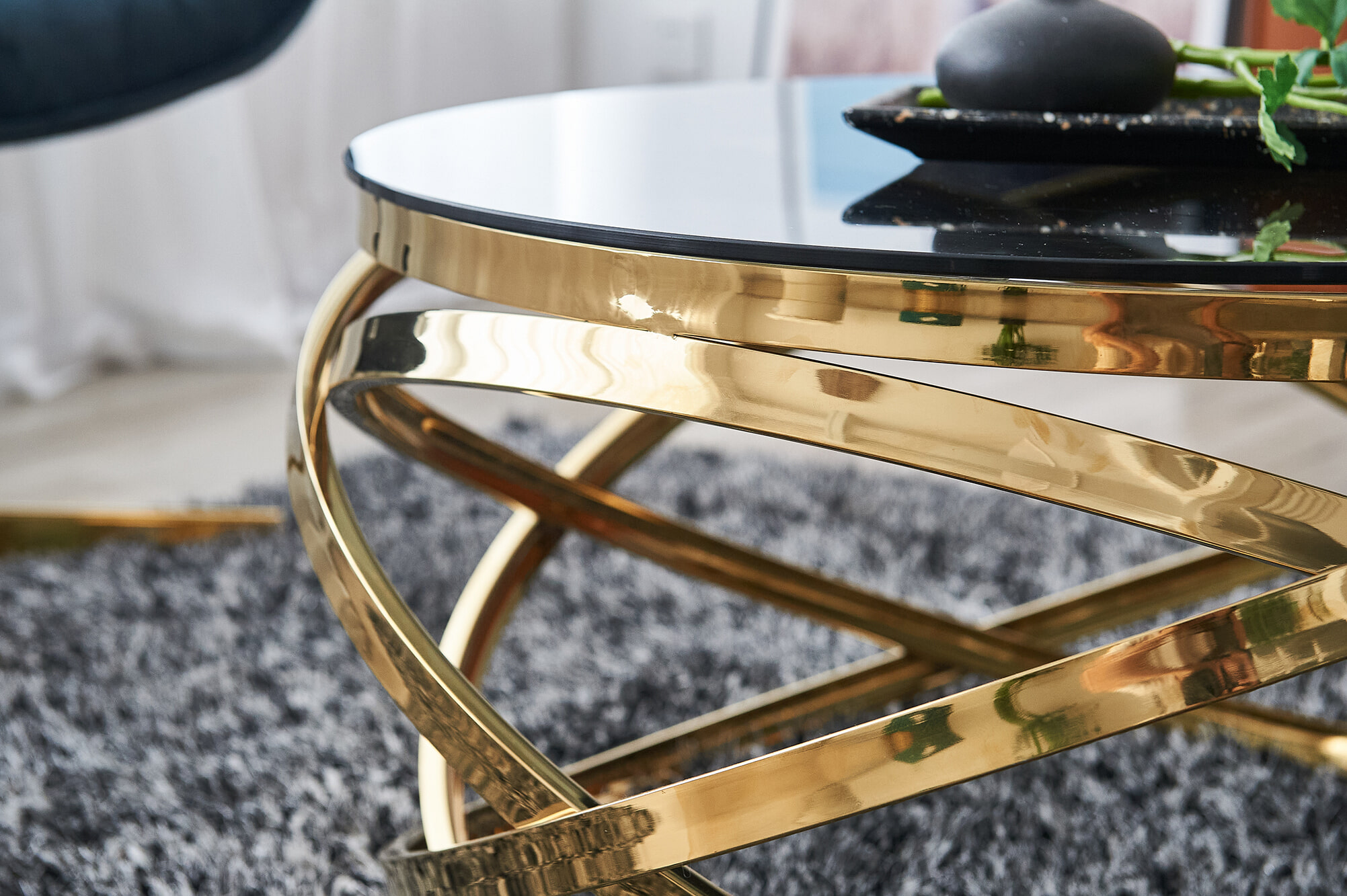 Artistiq Living Salontafel 'Mischa' 80cm smoke-glas, kleur goud