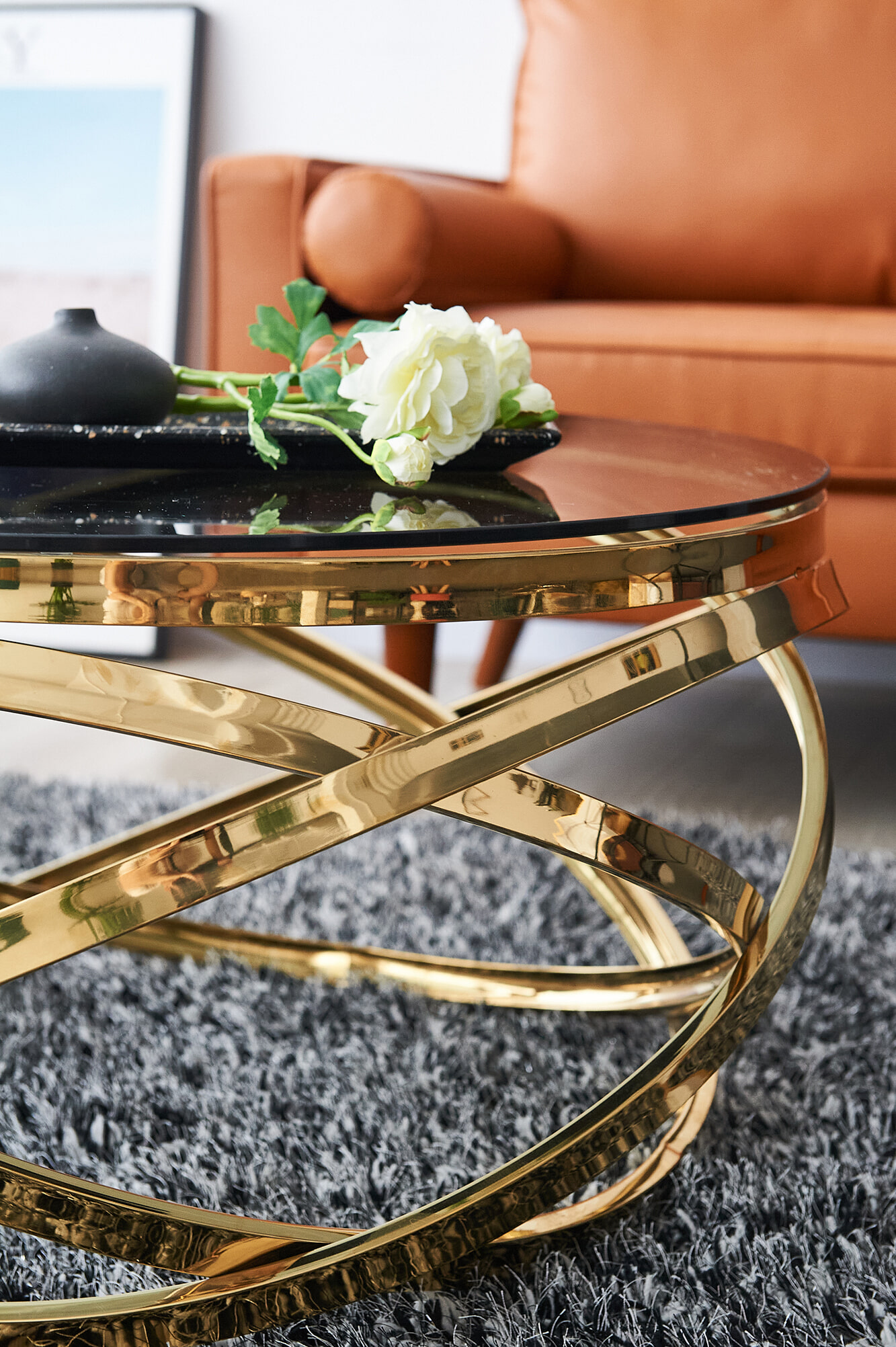 Artistiq Living Salontafel 'Mischa' 80cm smoke-glas, kleur goud