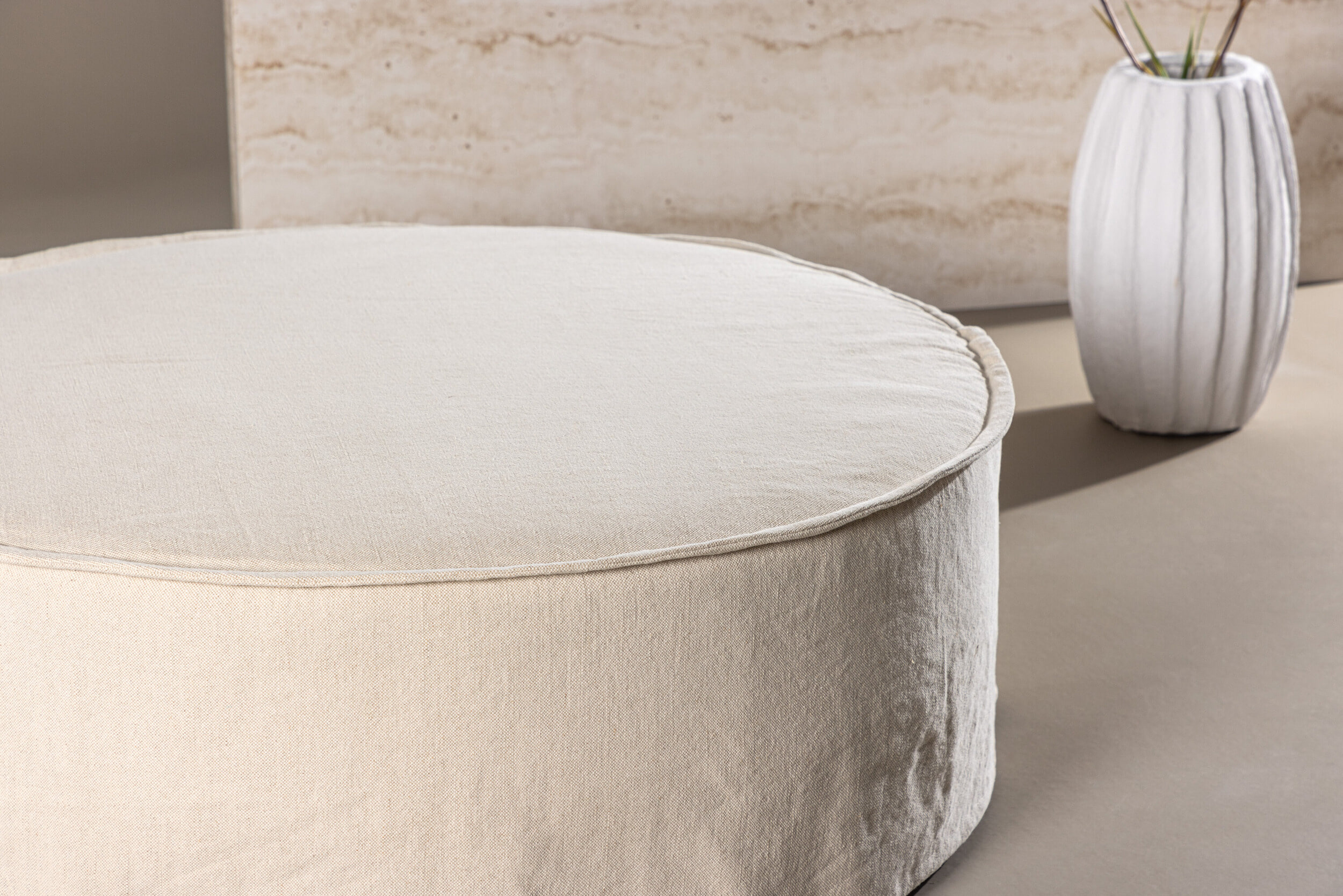 Nohr Poef 'Lehi' Linnen, kleur Beige