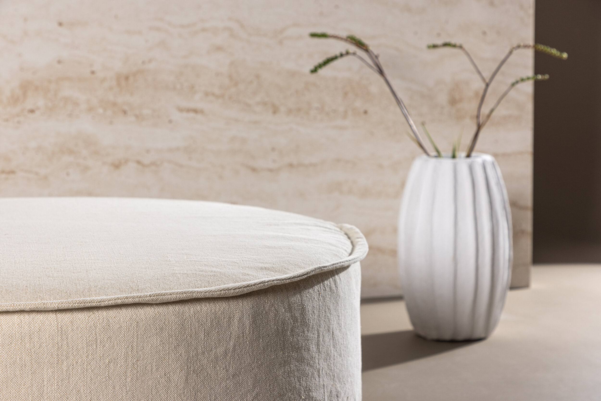 Nohr Poef 'Lehi' Linnen, kleur Beige