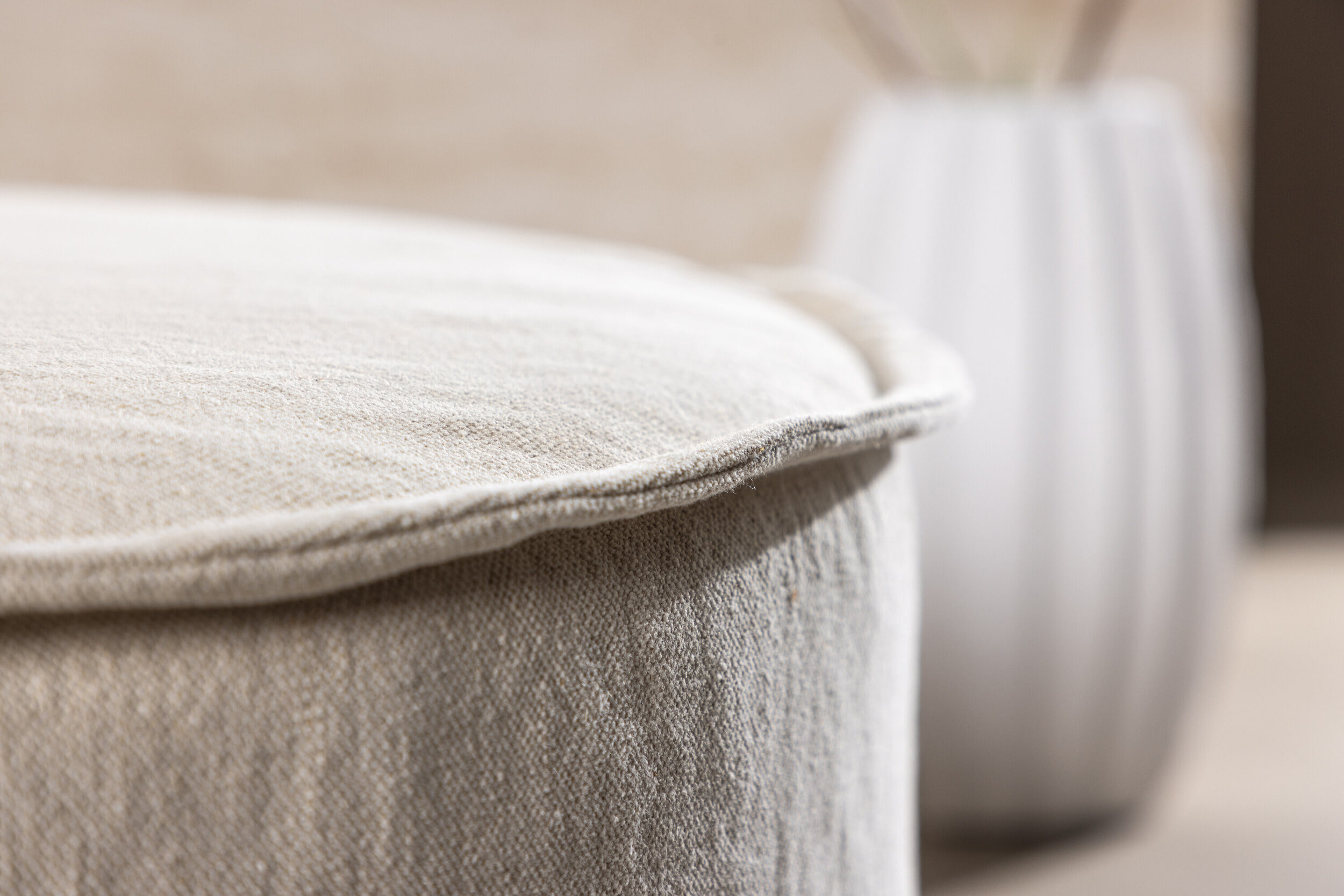 Nohr Poef 'Lehi' Linnen, kleur Beige