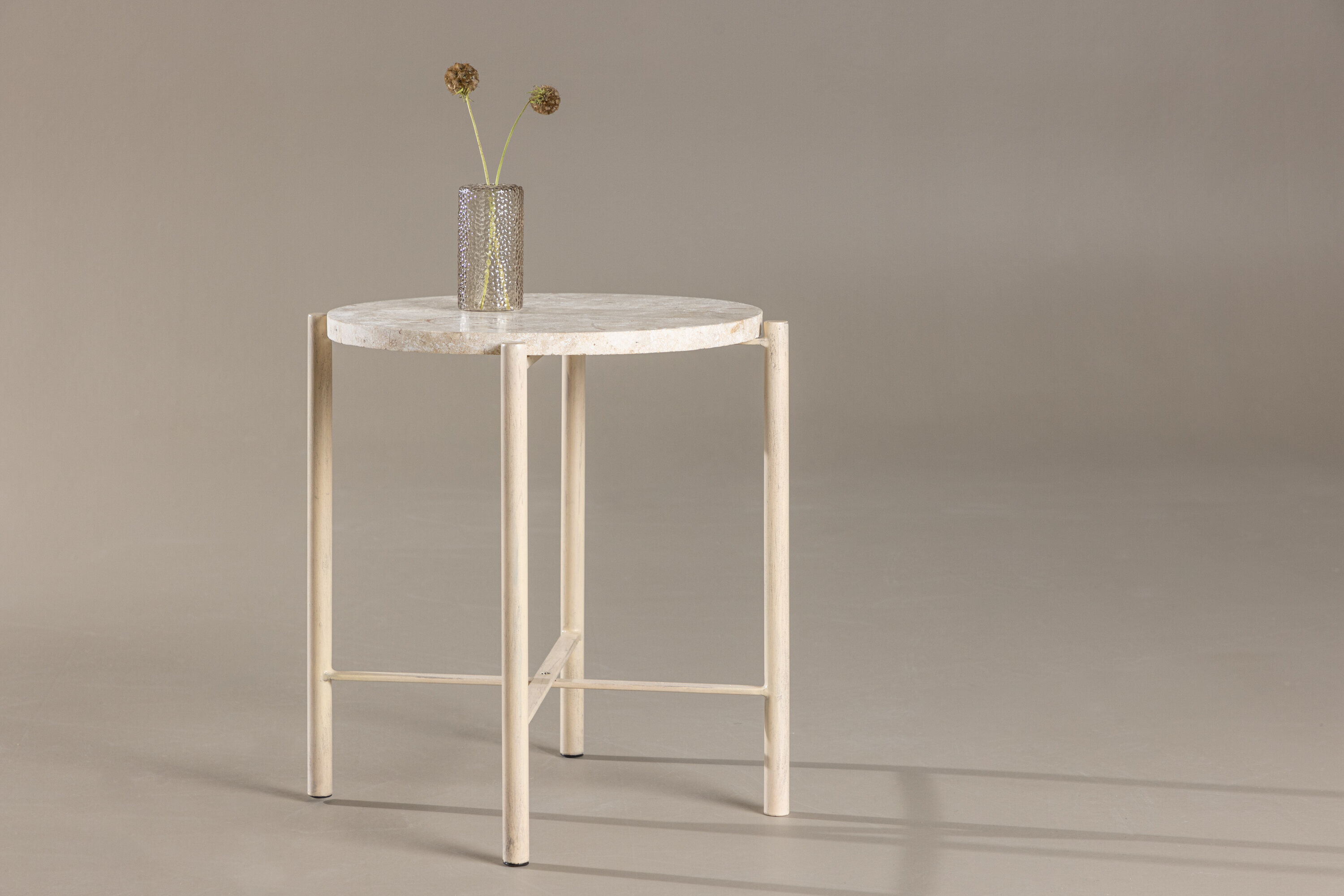 Nohr Ronde Bijzettafel Arnita Mactan steen, 40cm - Beige