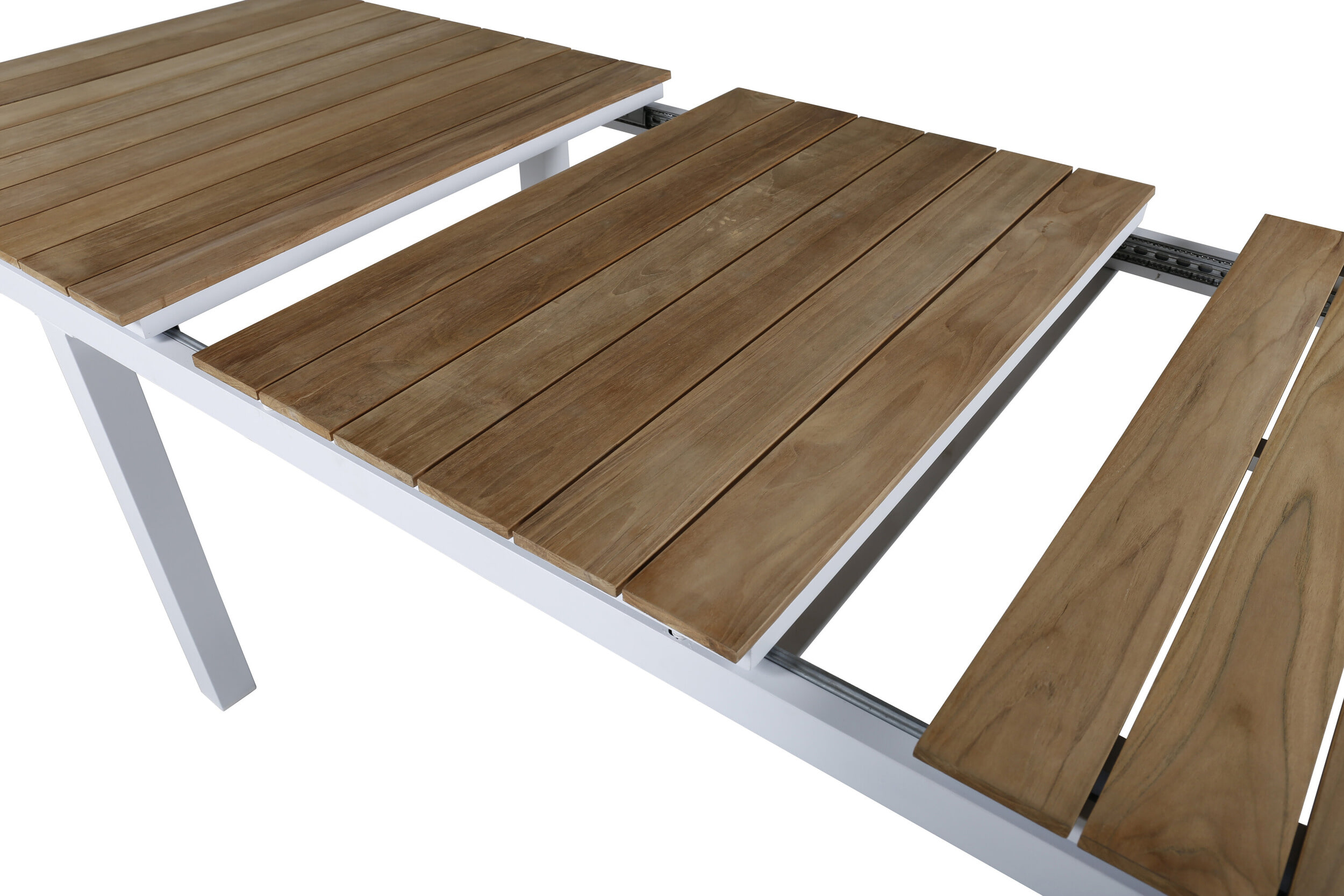 Nohr Uitschuifbare Tuintafel 'Constantina' Teakhout, 180/240 x 90cm, kleur Naturel/Wit